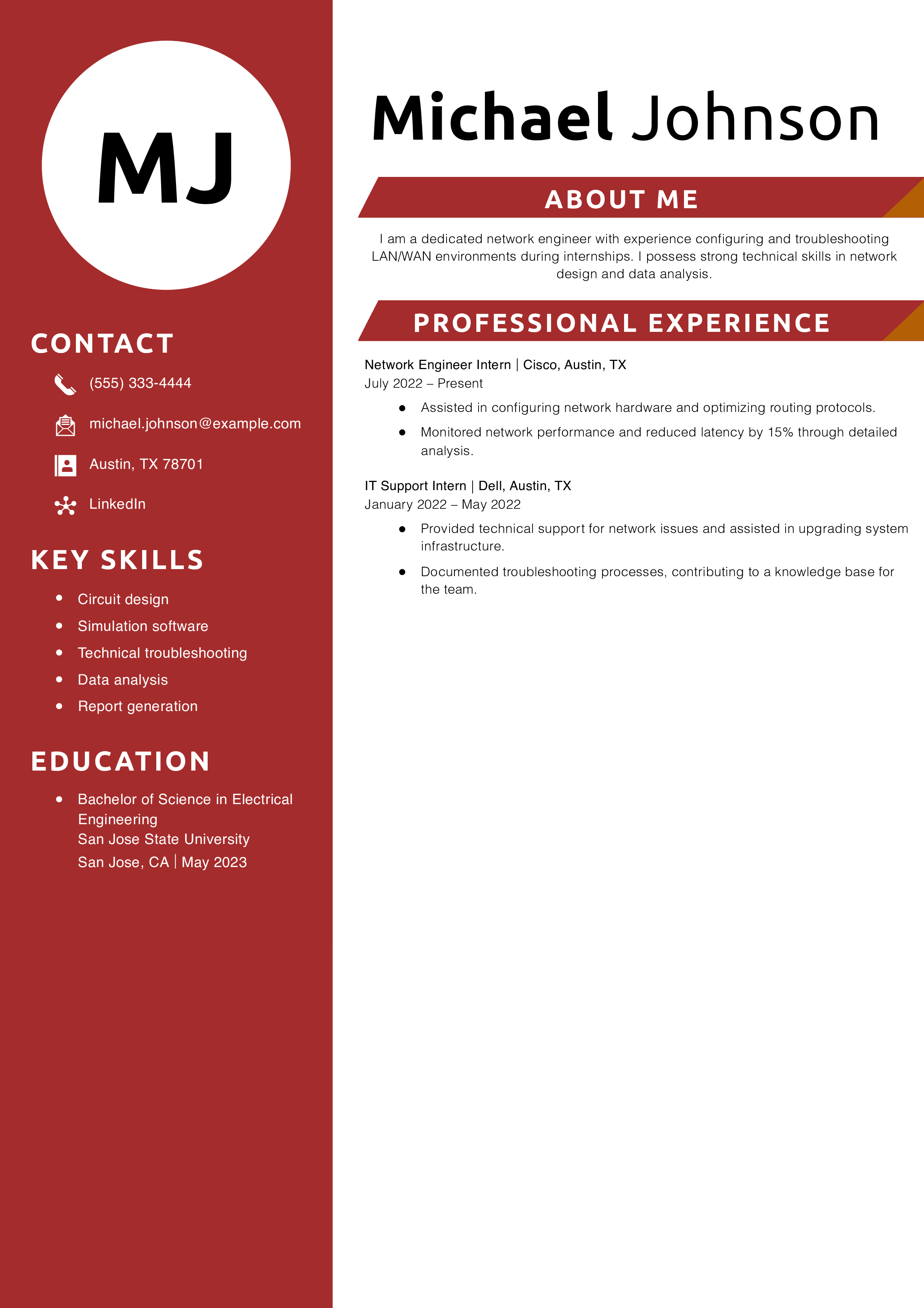 Entry-Level Network Engineer Resume Templates