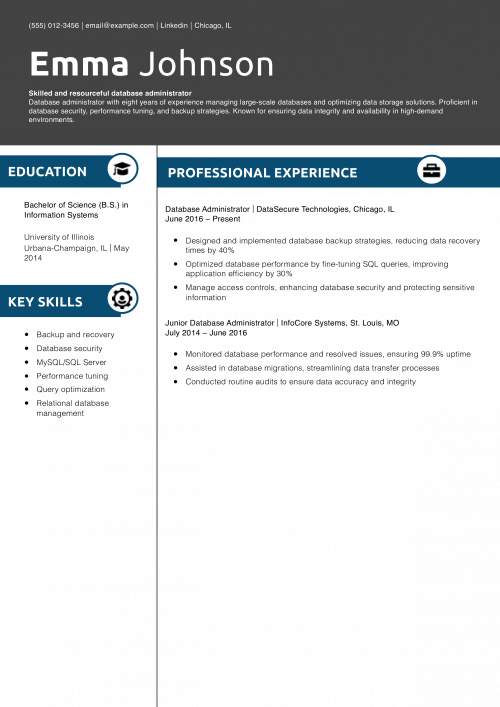 Database Administrator Resume