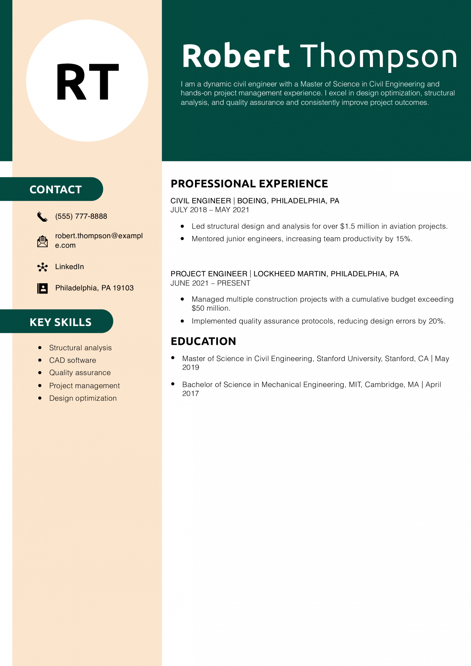 Mid-Level Civil Engineer Resume Example