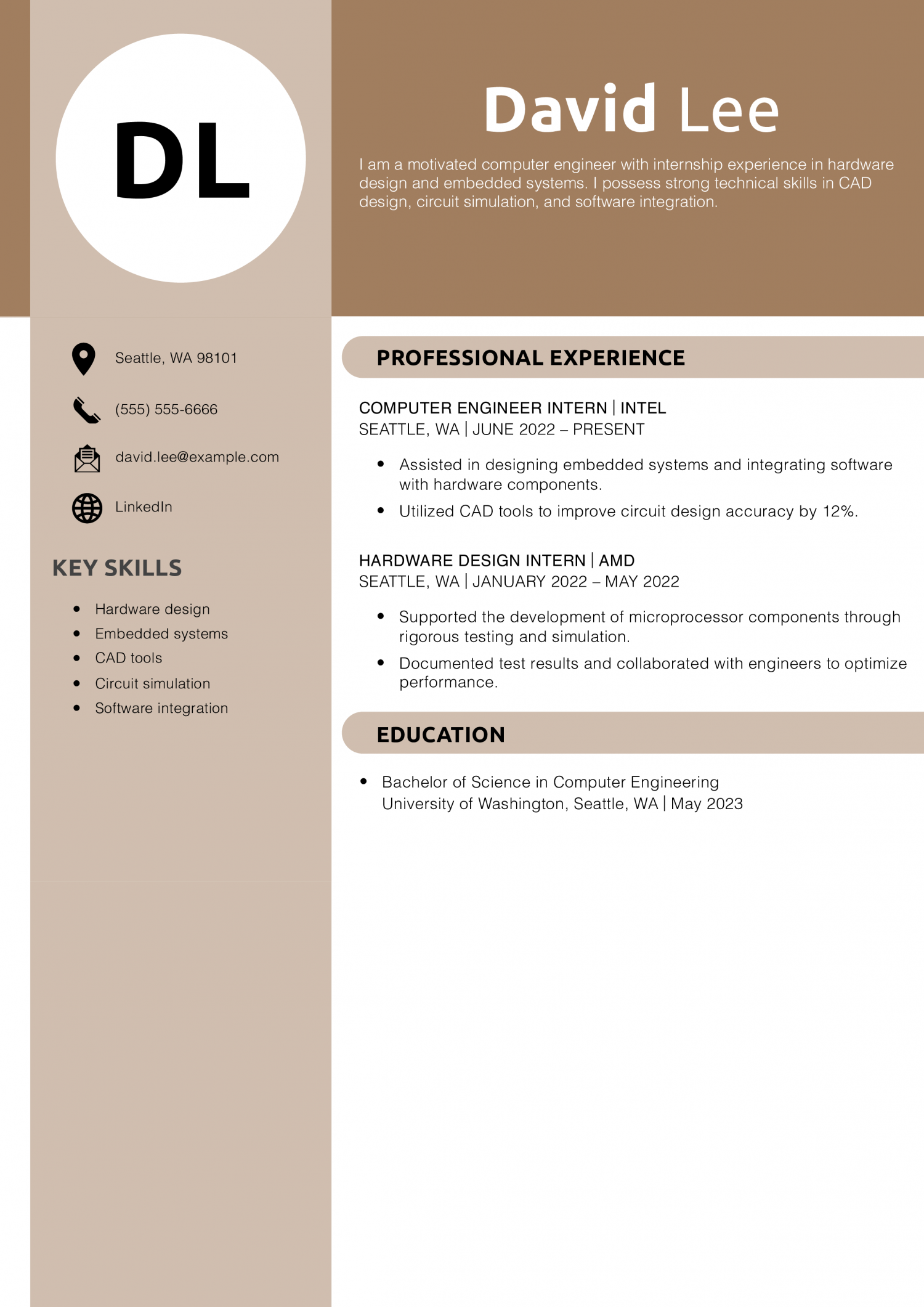 Entry-Level Computer Engineer Resume Example