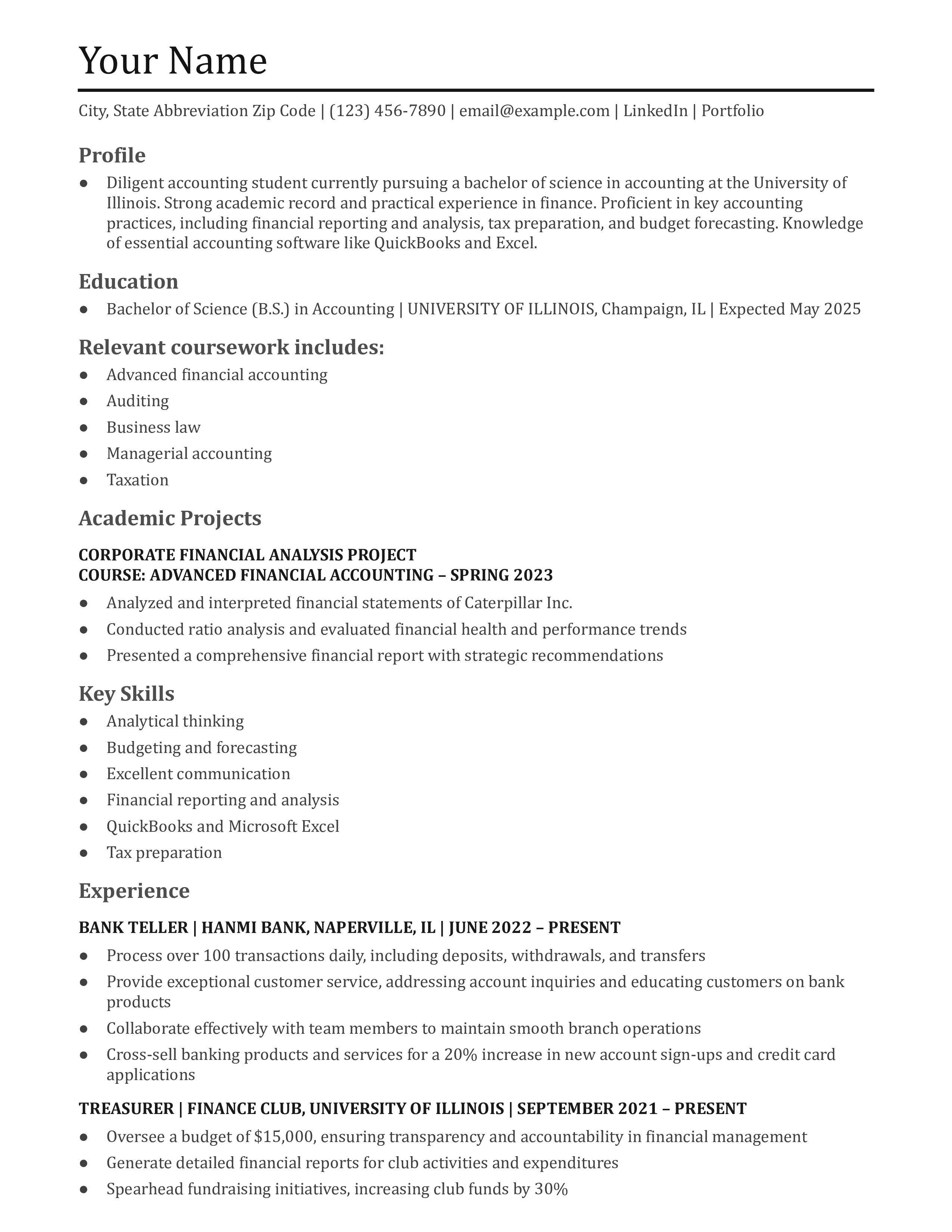 Internship Resume Examples and Templates for [y]