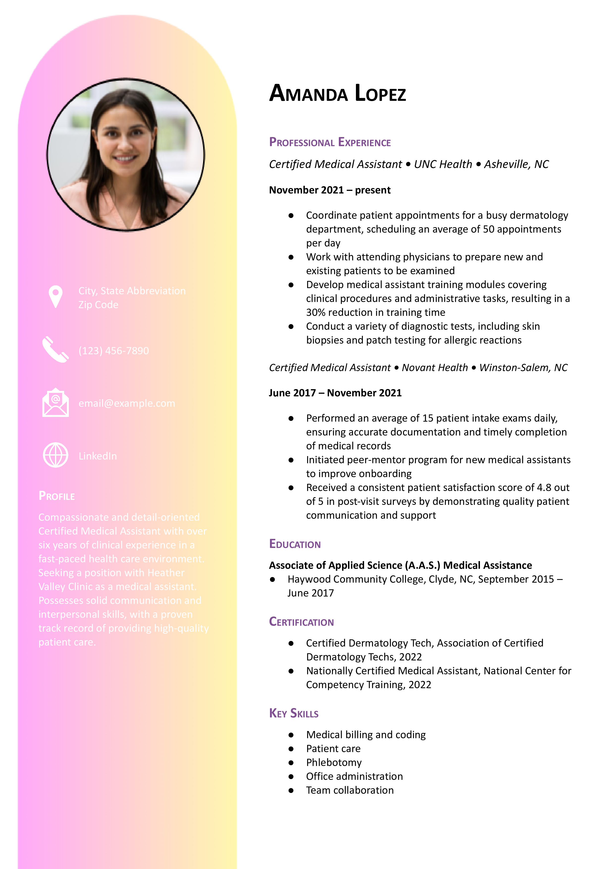 Medical Assistant Resume Templates and Examples_Mid-career
