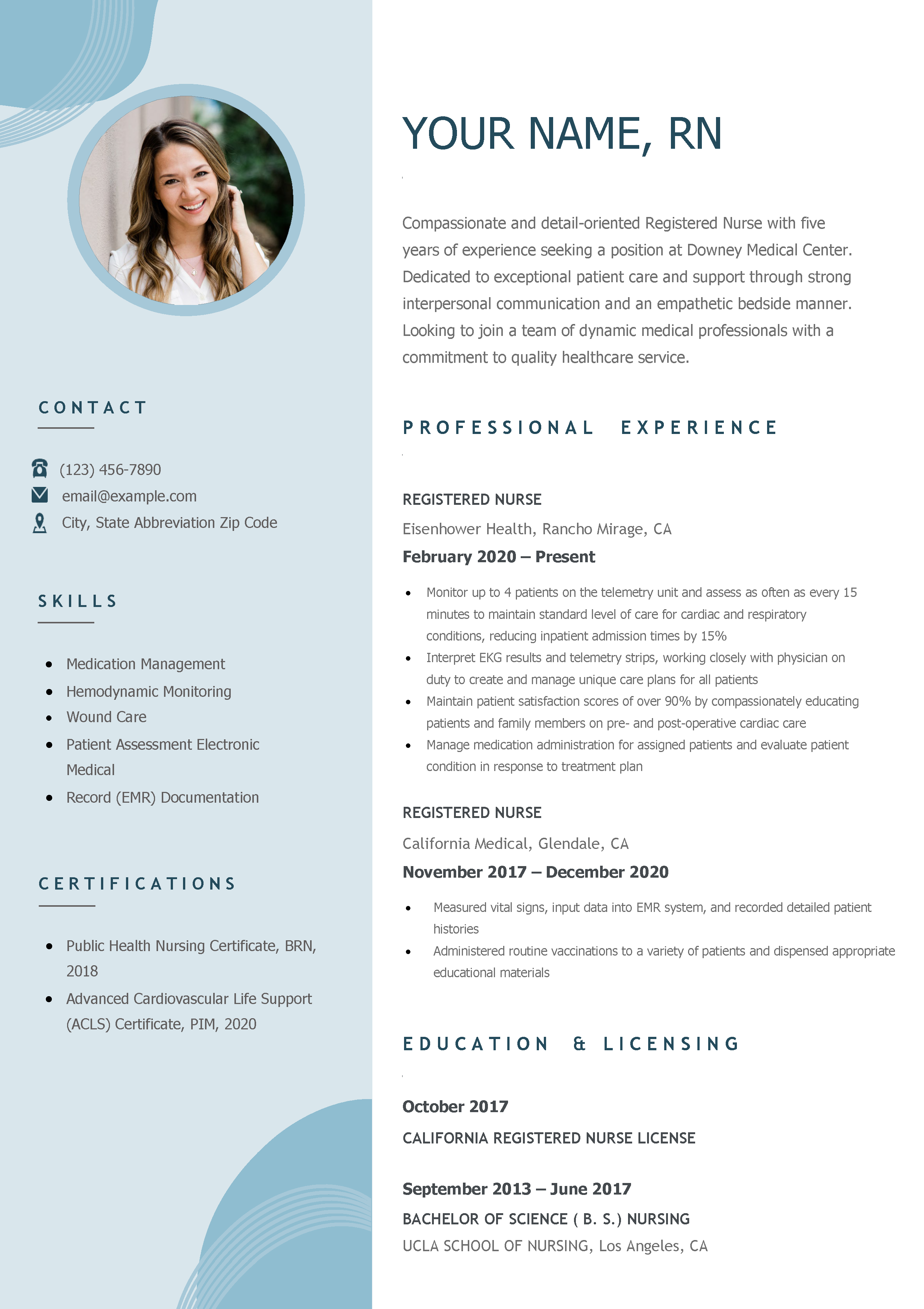 Registered Nurse Resume Templates and Examples for 2024