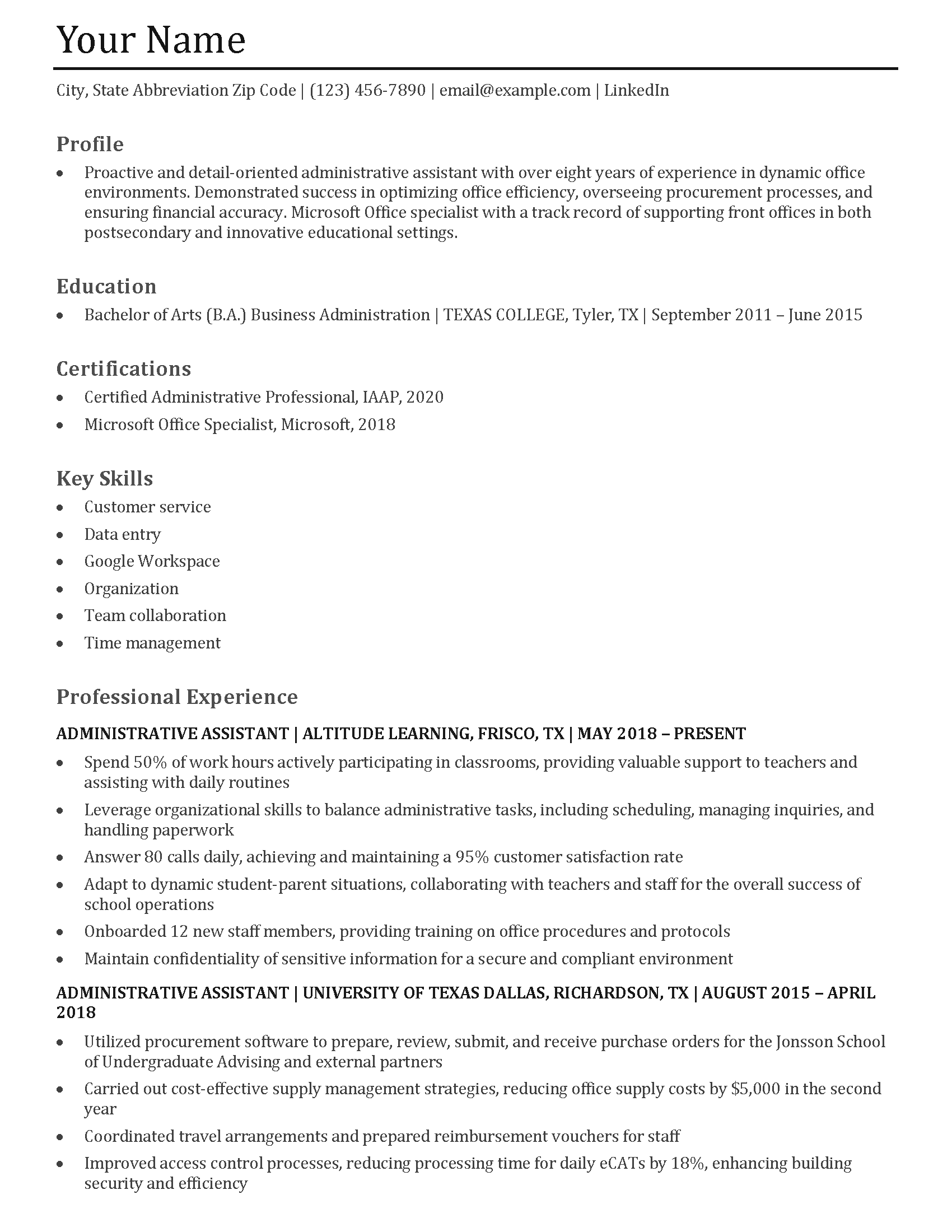 Administrative Assistant Resume Sample In 2024 Resume vrogue.co