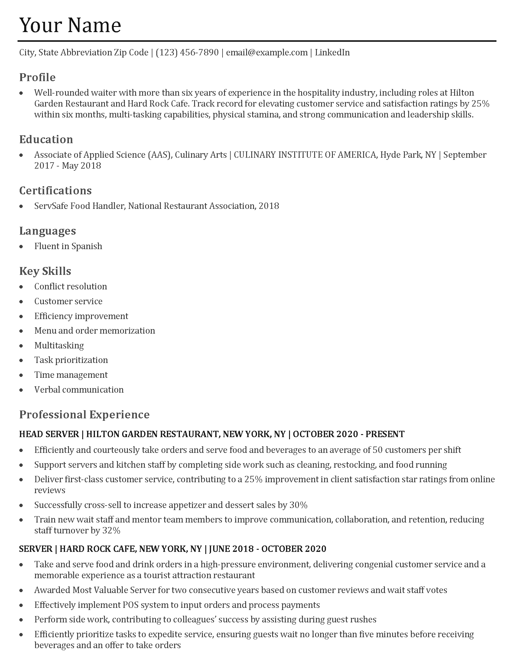 Host And Hostess Resume Templates And Examples For 2024 