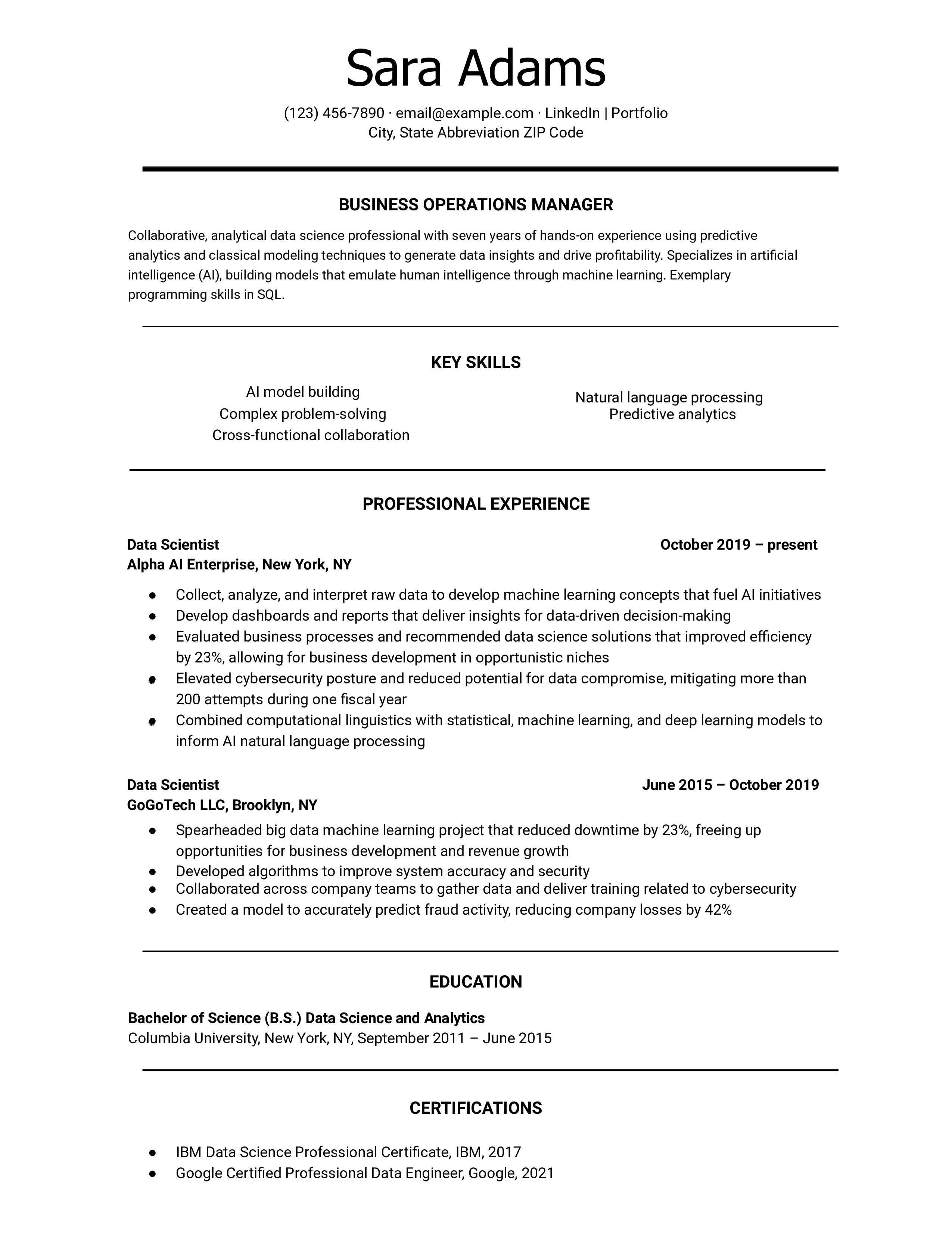 ATS-Friendly Resume Examples and Templates for [y]