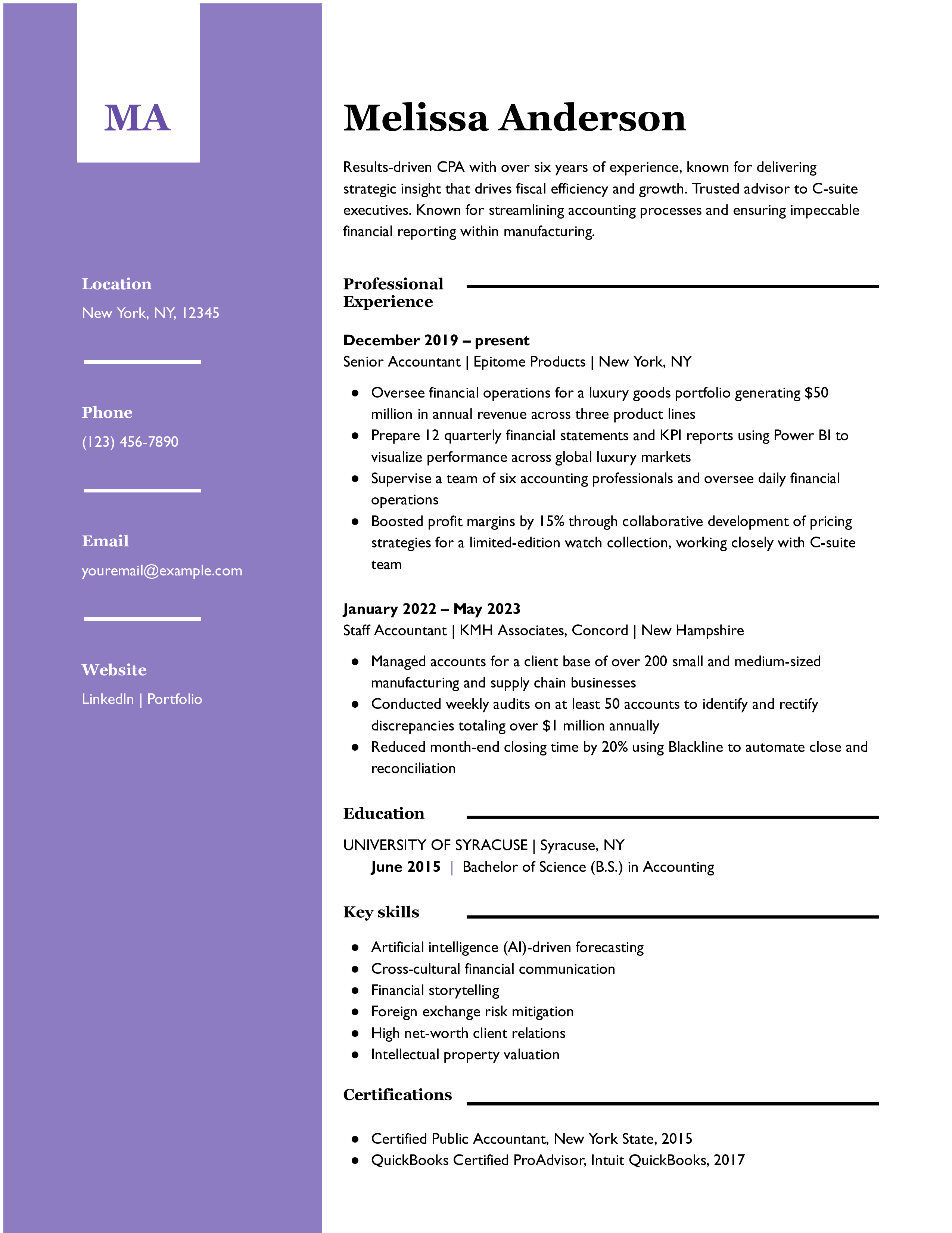 Accountant Resume Examples and Templates for [y]