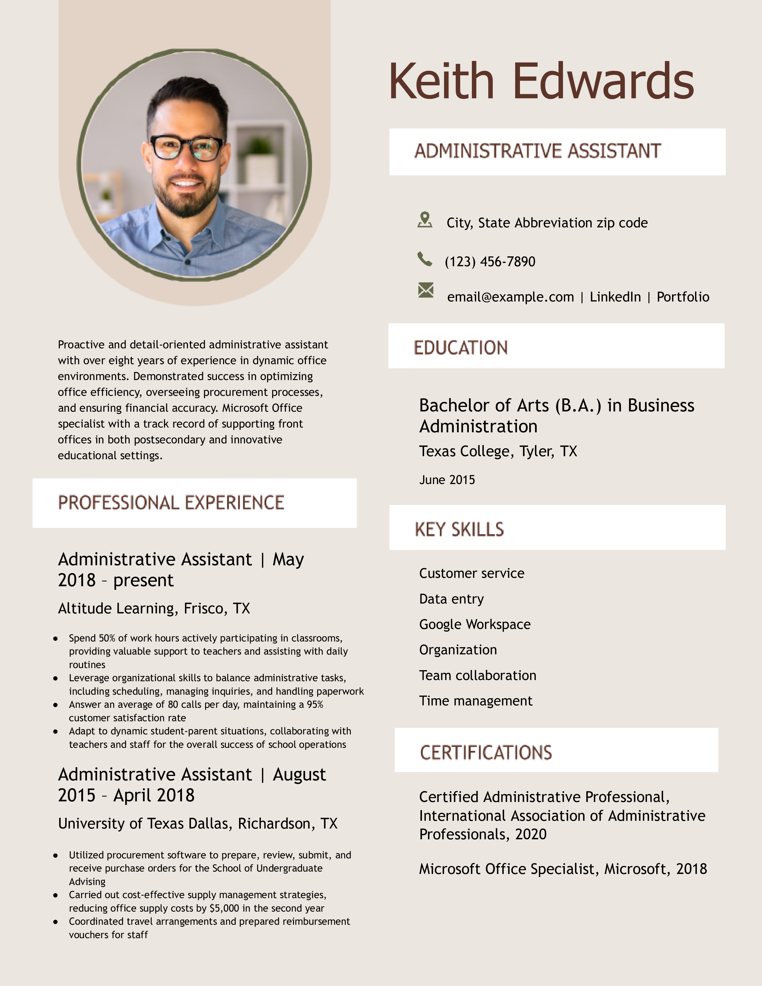 Administrative Assistant Resume Examples and Templates for [y]