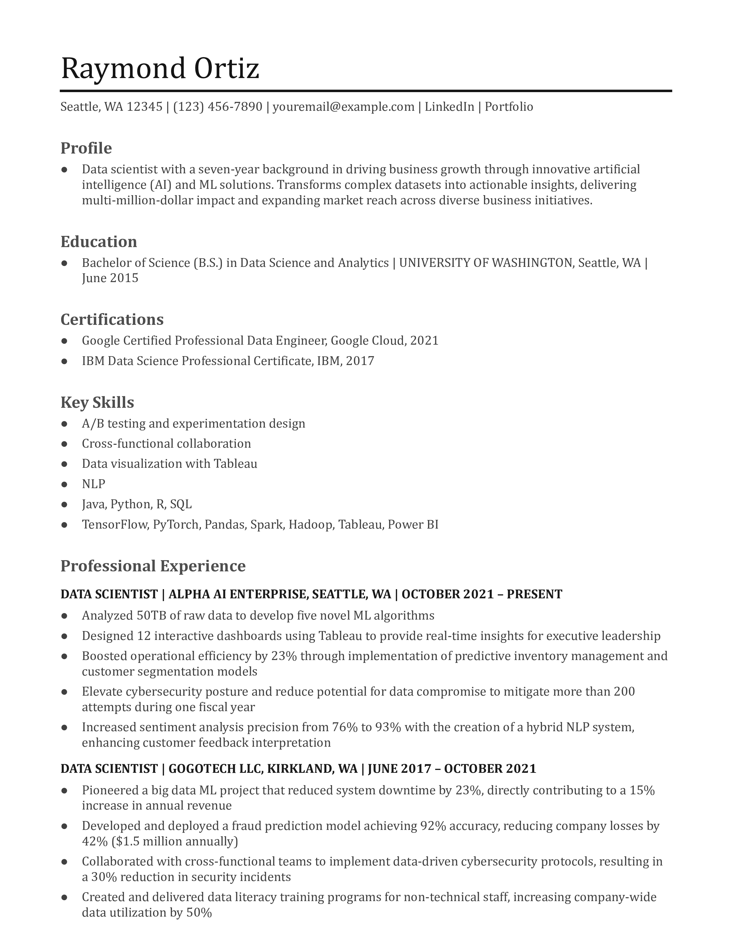 Data Scientist Resume Examples and Templates for [y]