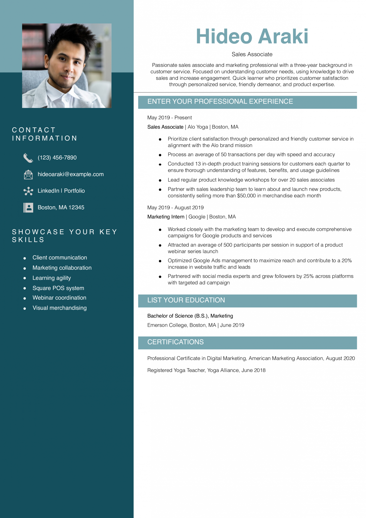 Entry-Level Sales Resume Example