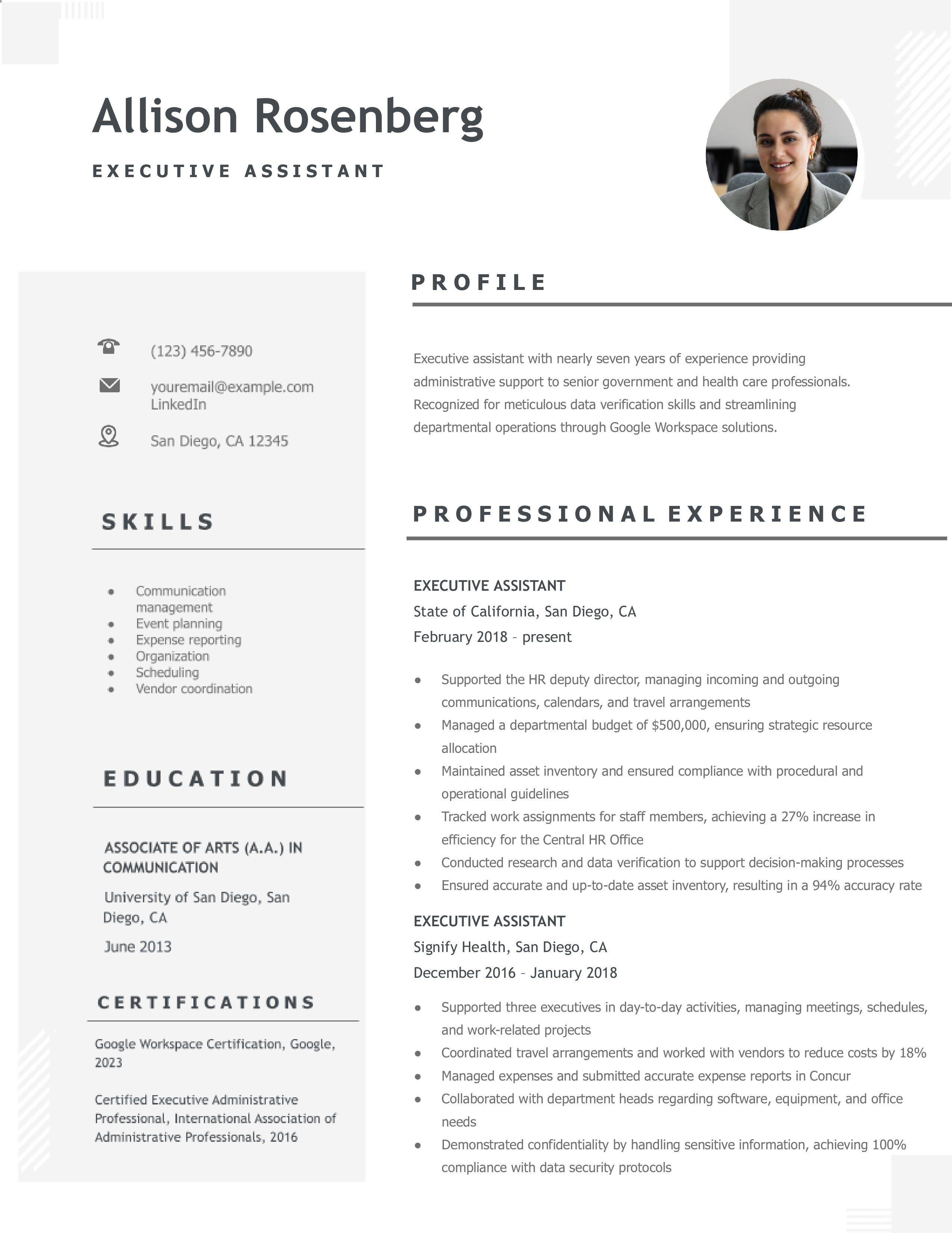 Executive Assistant Resume Examples and Templates for [y]