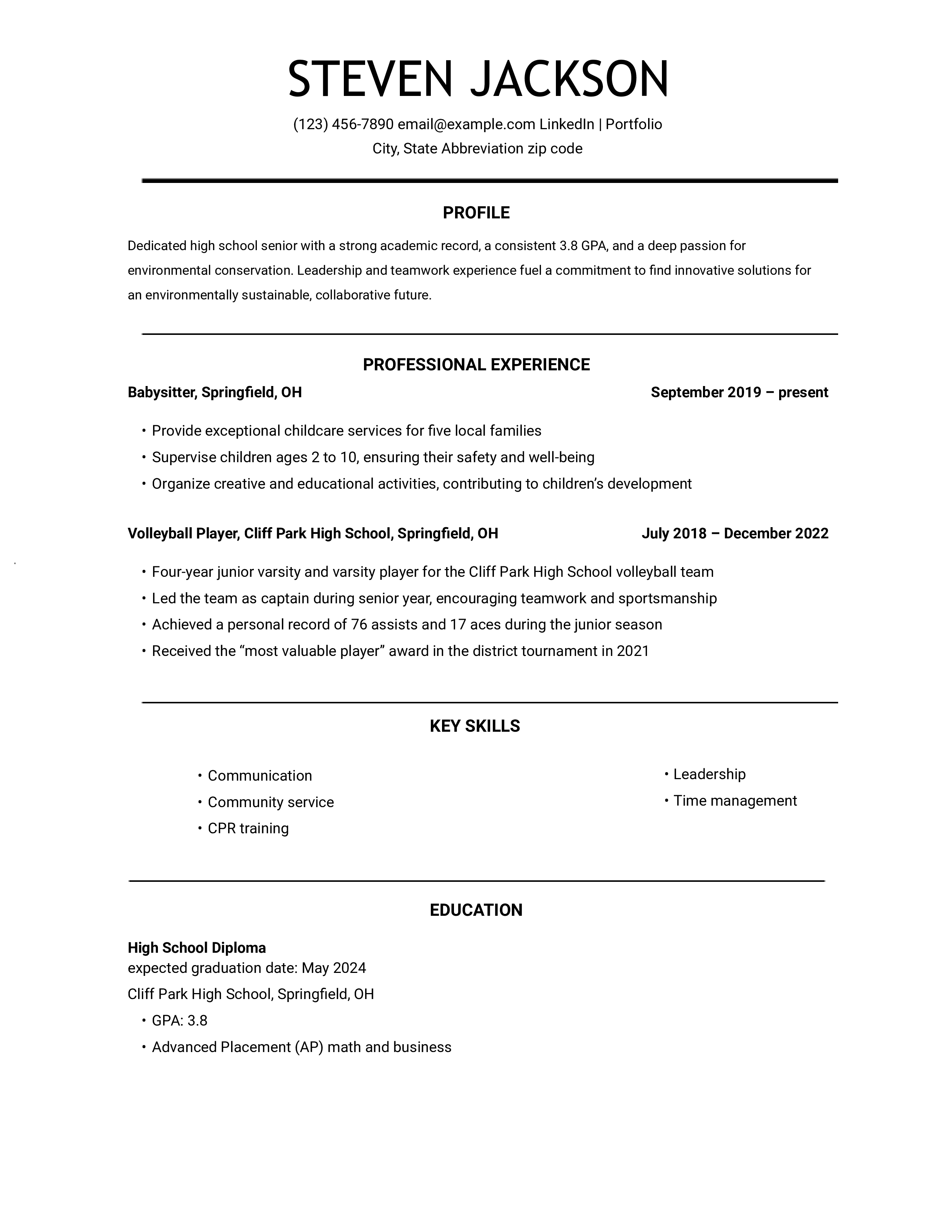 High School Resume Templates and Examples for College Applications for [y]