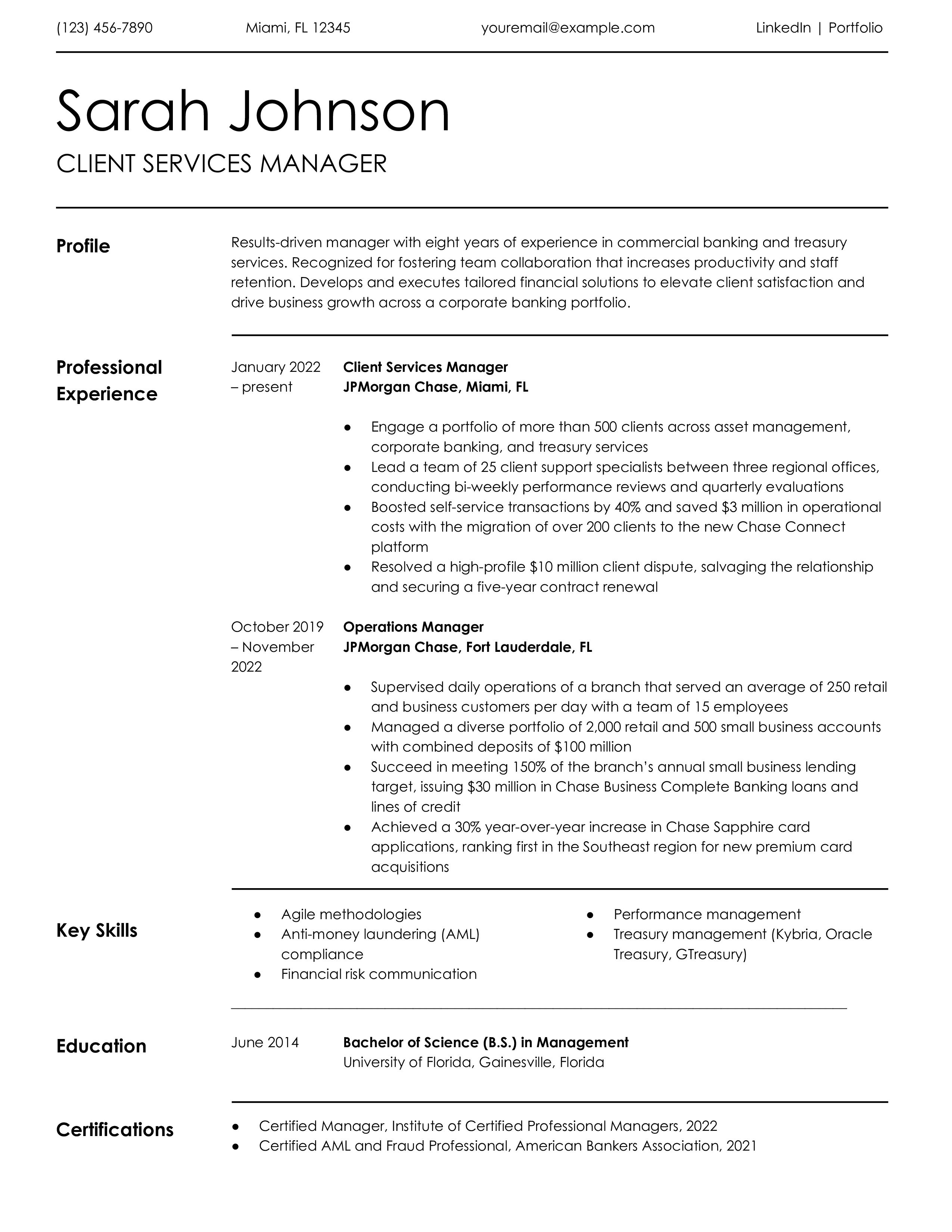 Management Resume Examples and Templates for [y]