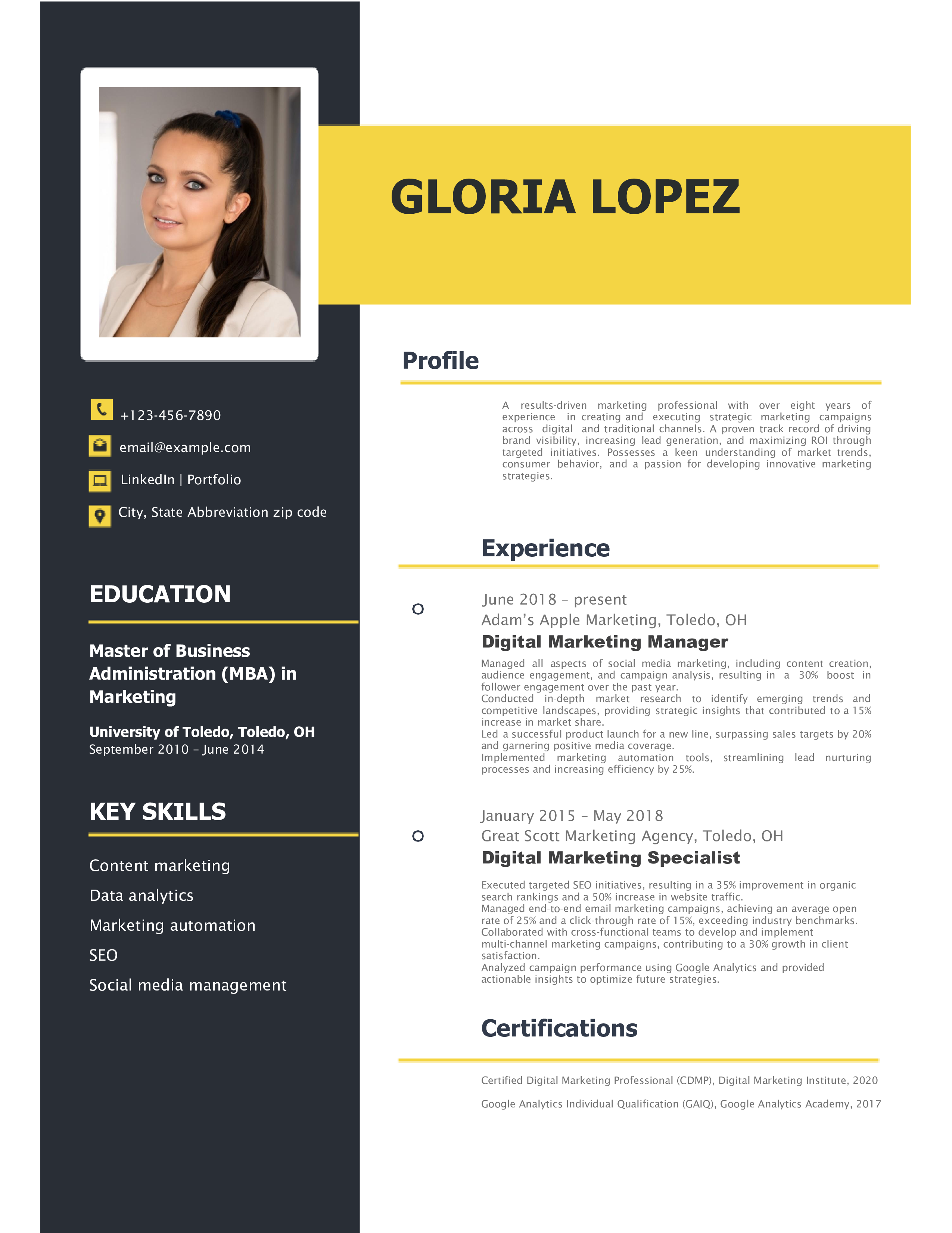 Marketing Resume Templates and Examples