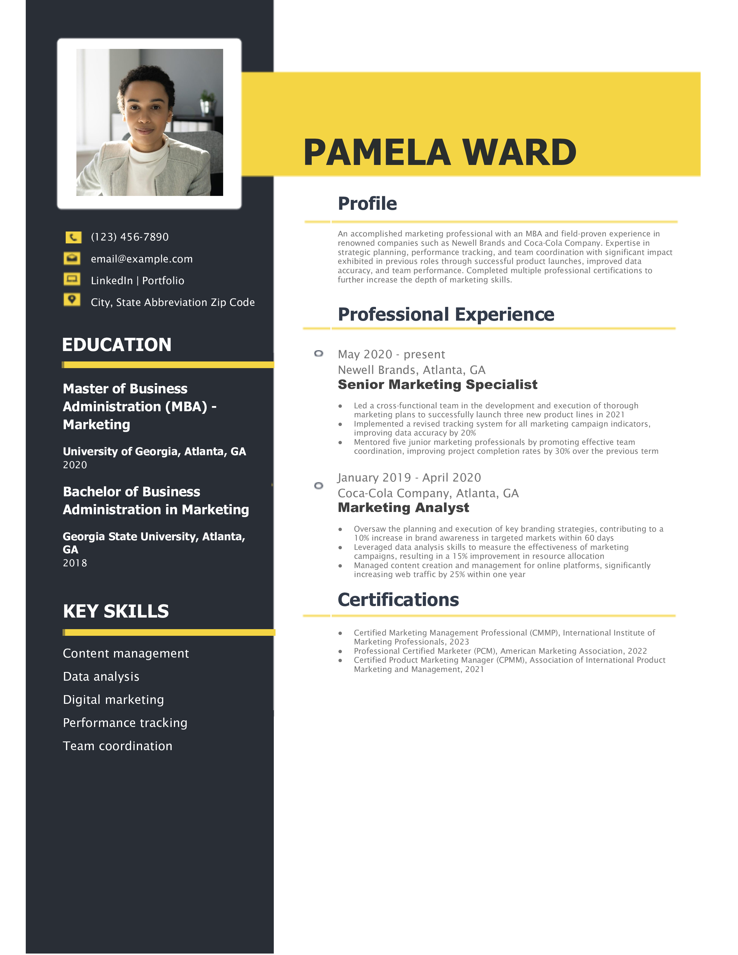 Marketing Resume Examples and Templates for [y]