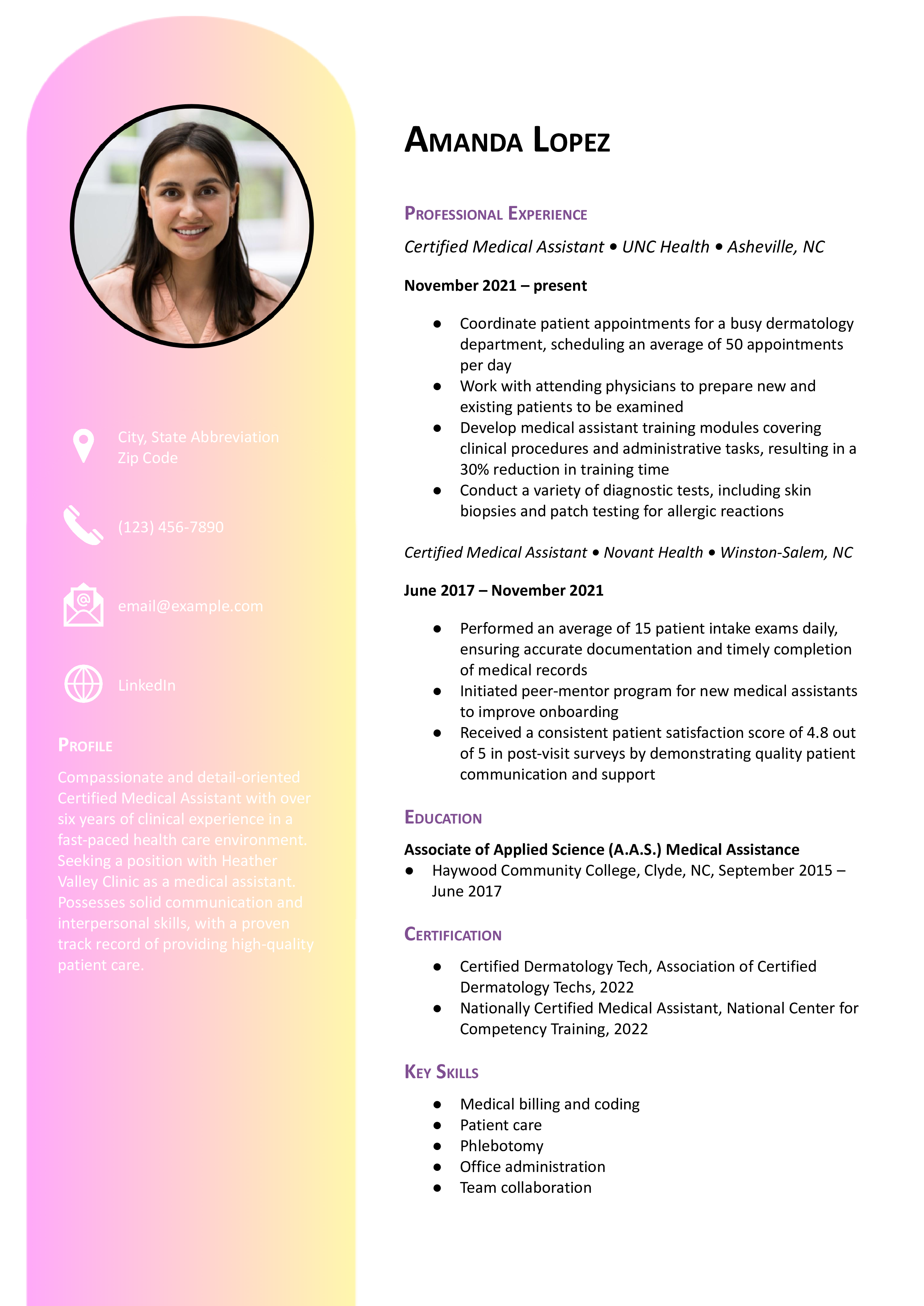 Medical Assistant Resume Examples and Templates for [y]