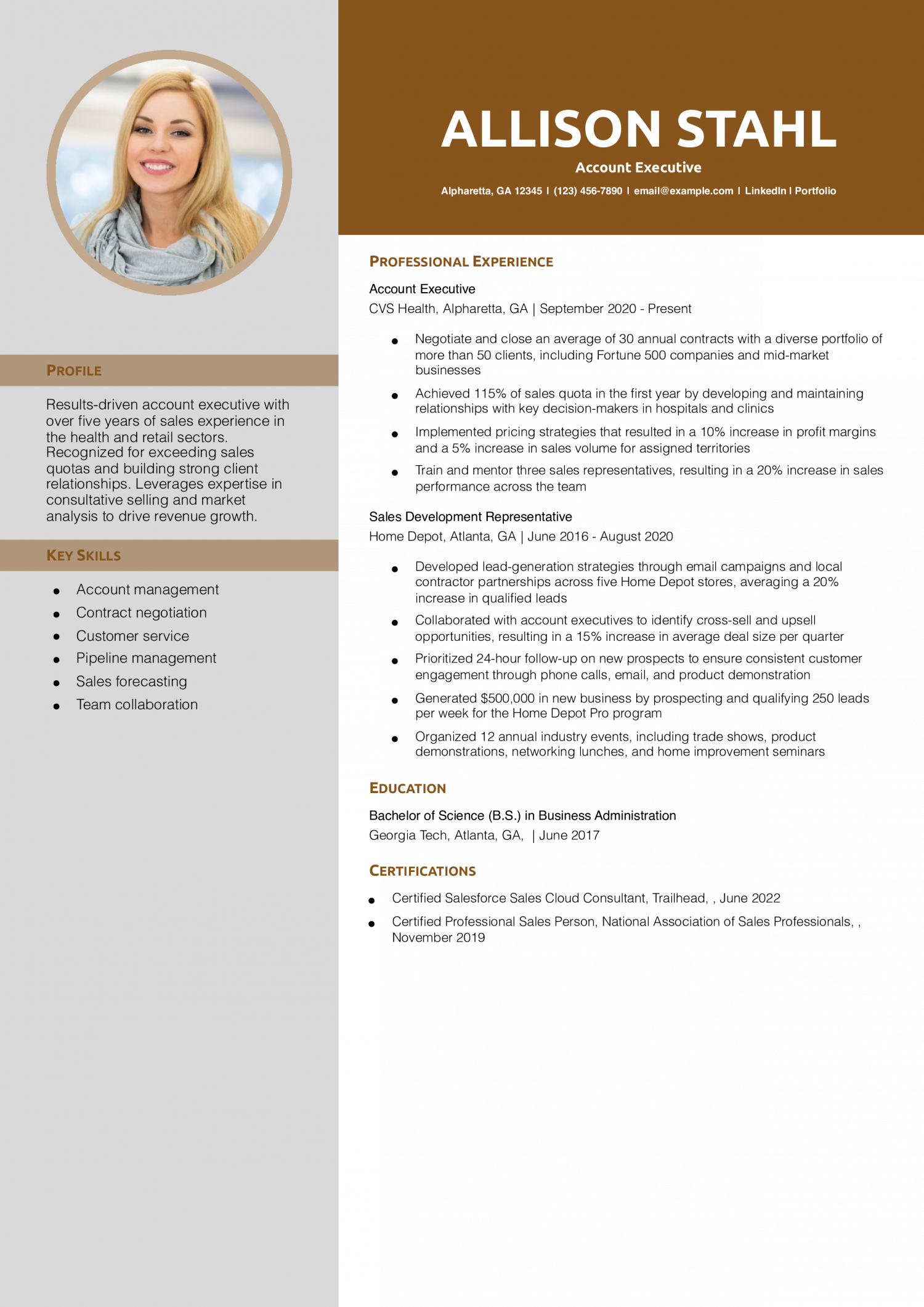 Mid-Career Sales Resume Example