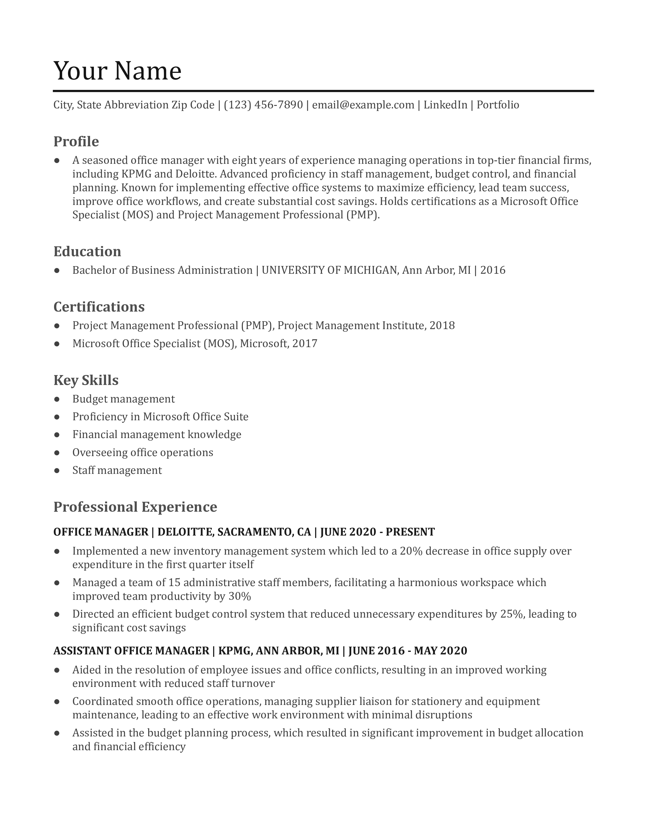 Office Manager Resume Examples and Templates for [y]