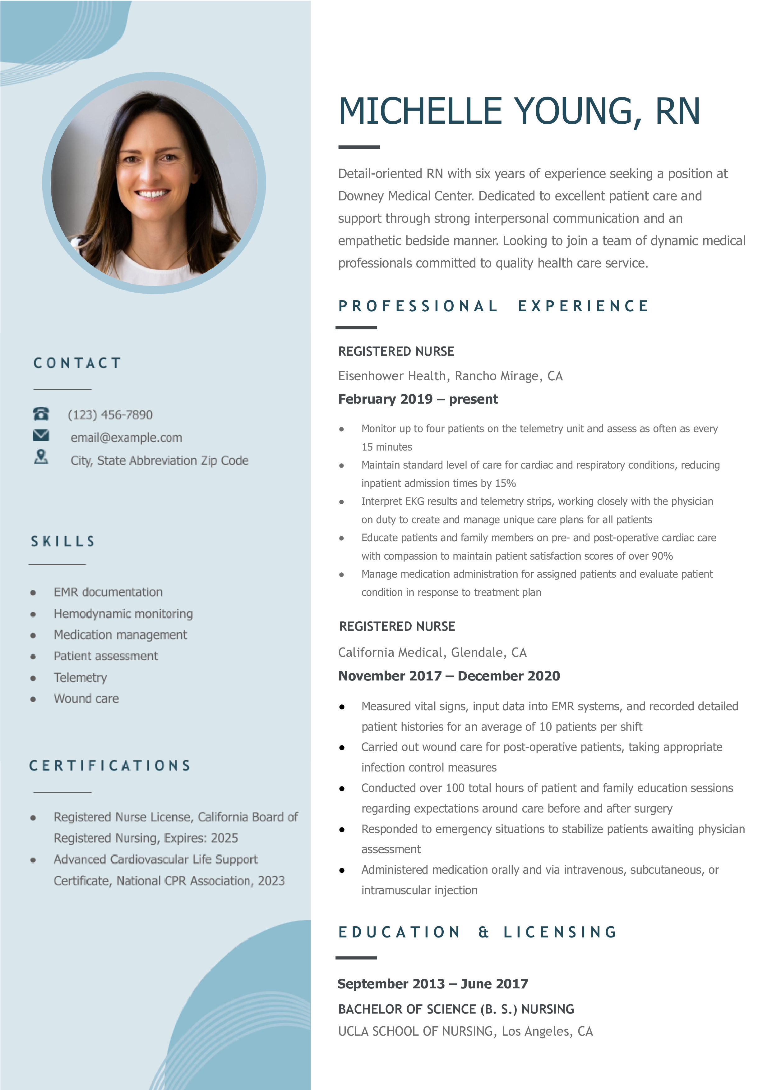 Registered Nurse Resume Examples and Templates for [y]