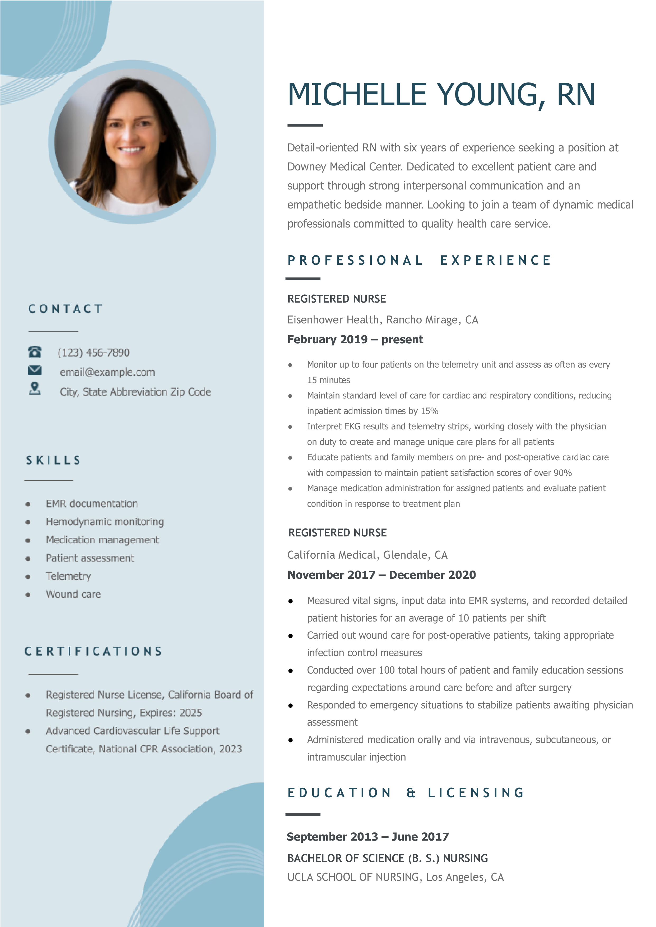 Registered Nurse Resume Examples and Templates for [y]