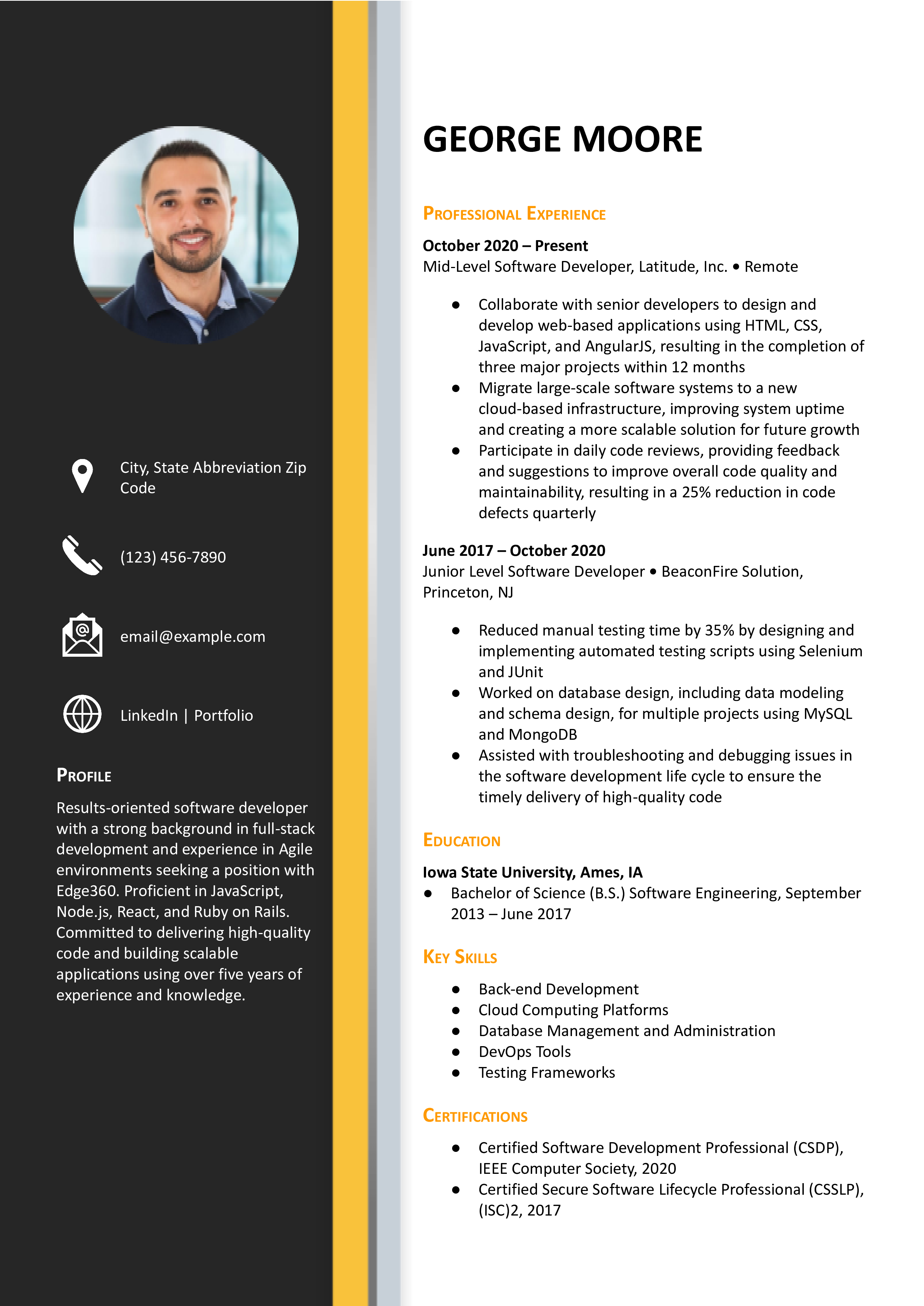 Software Developer Resume Examples and Templates for [y]