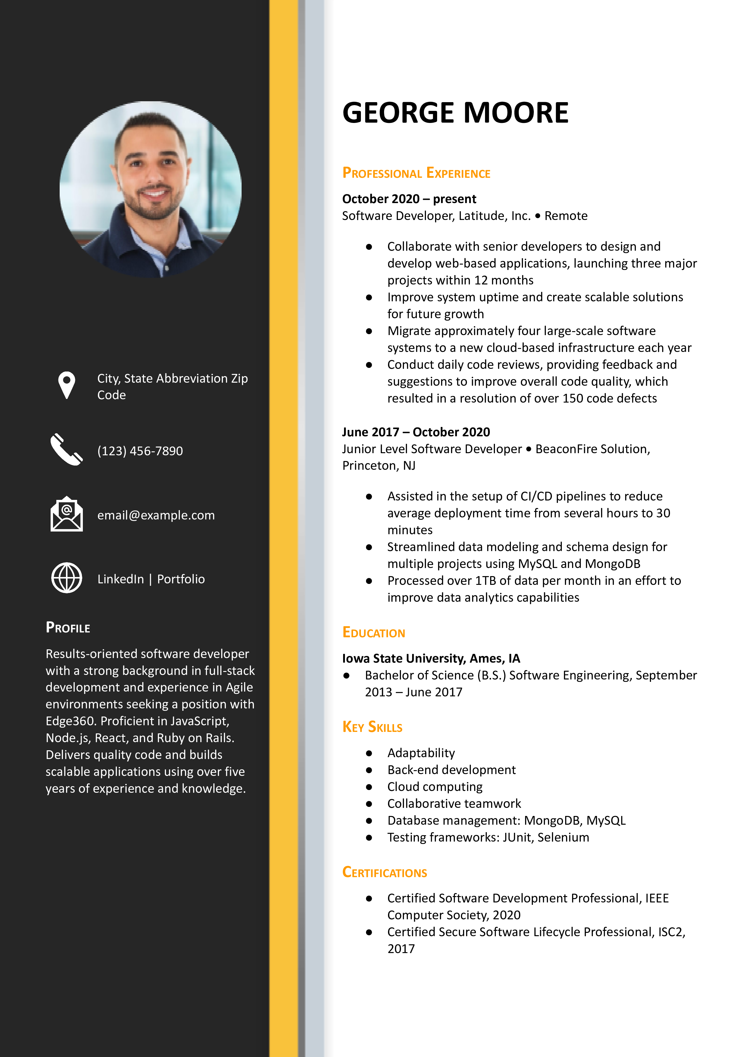 Software Developer Resume Examples and Templates for [y]