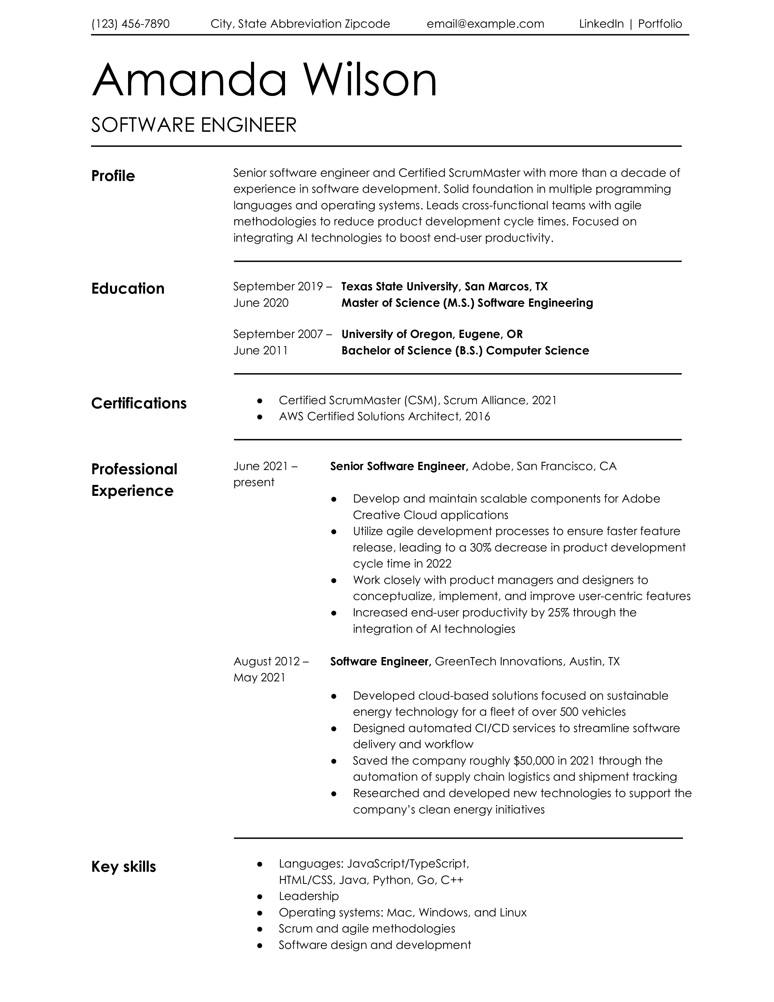 Software Engineer Resume Examples and Templates for [y]