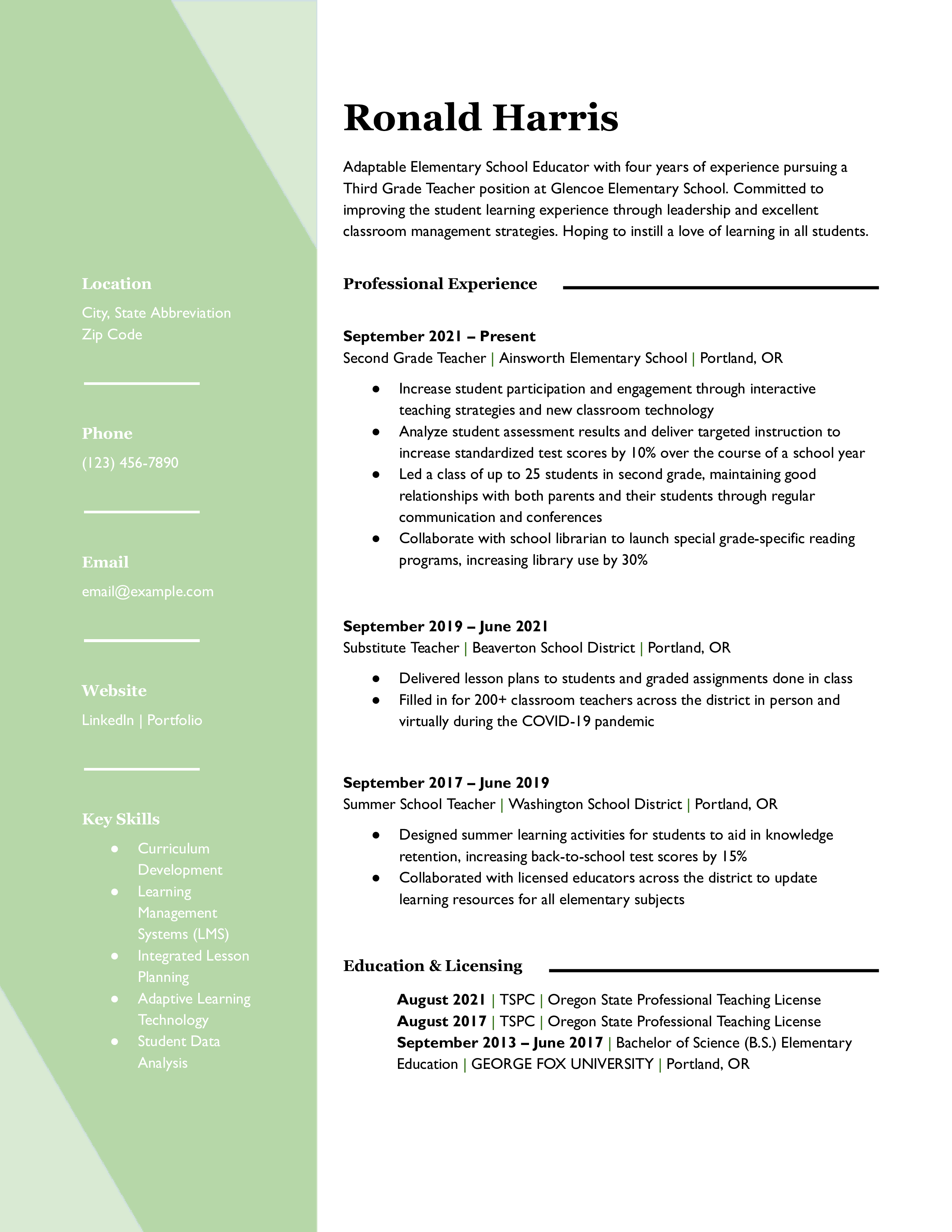 Teacher Resume Examples and Templates for [y]