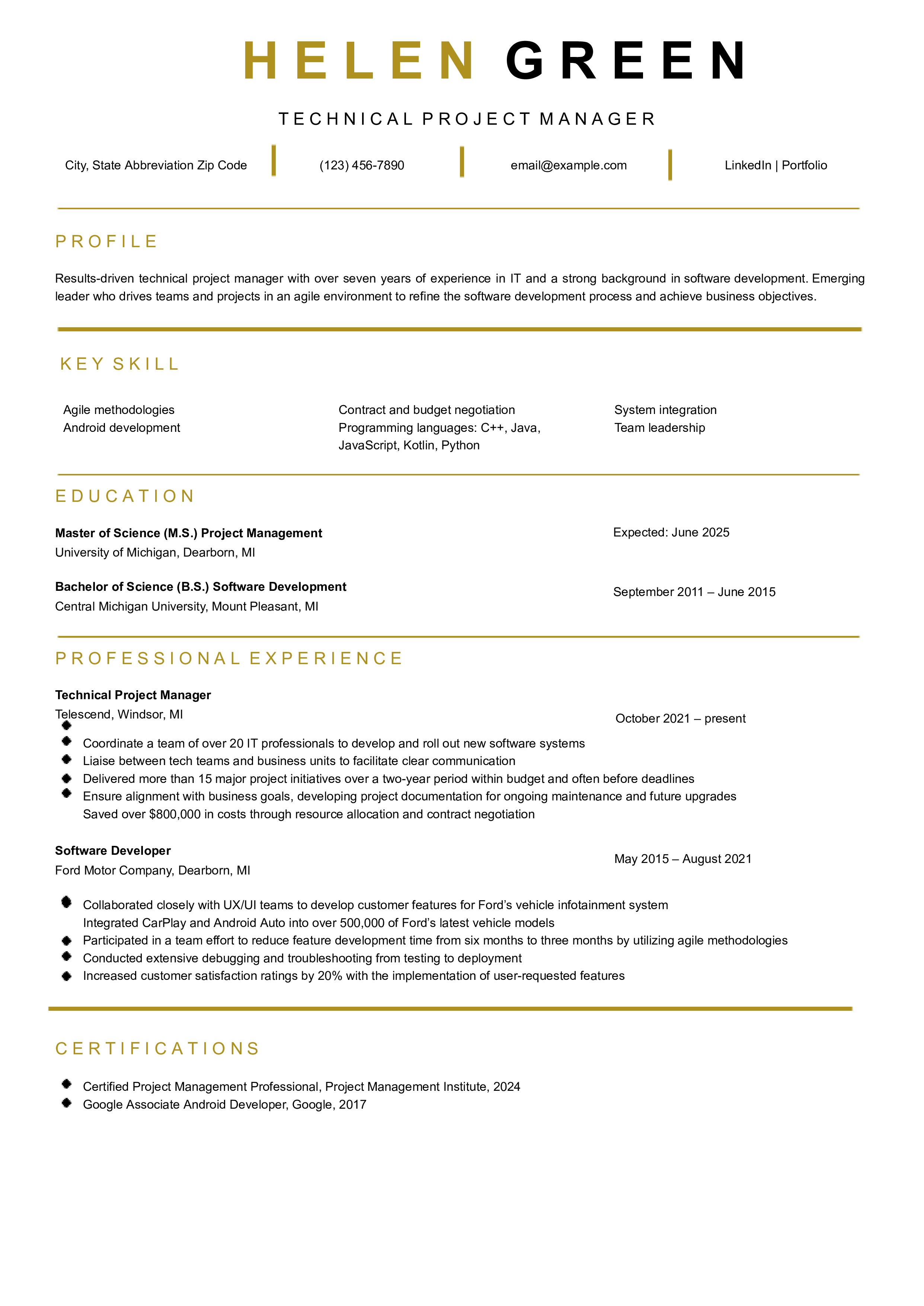 Tech Resume Templates and Examples for [y]