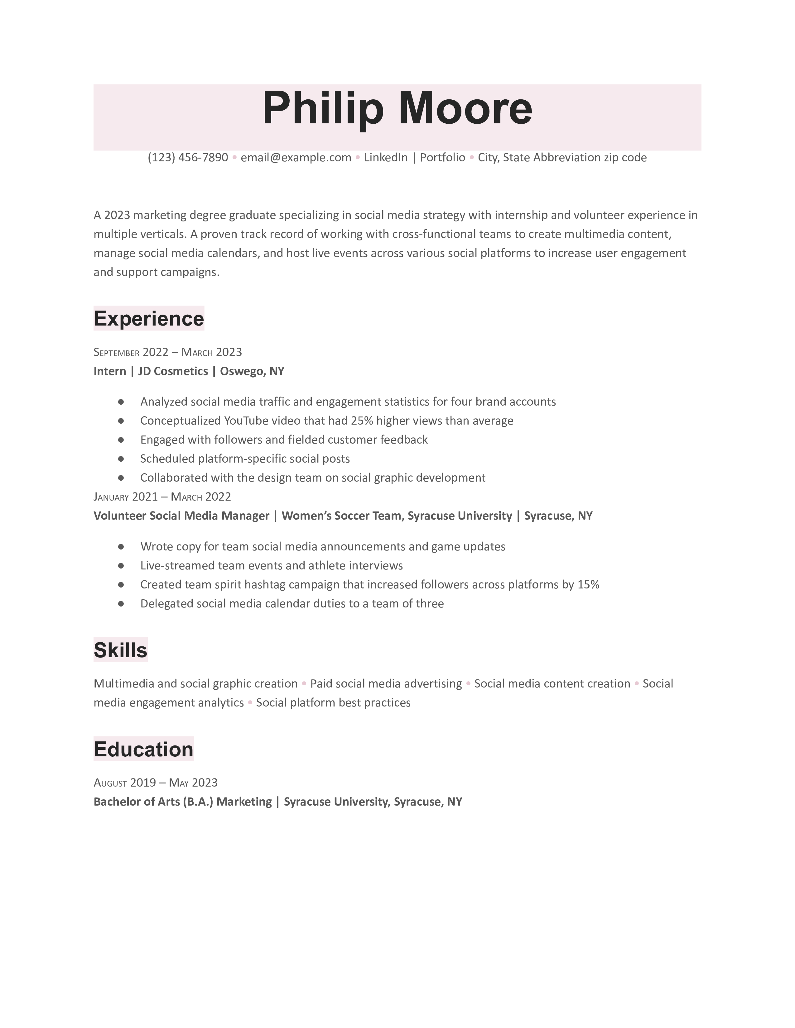 Entry-Level Resume Examples and Templates for [y]