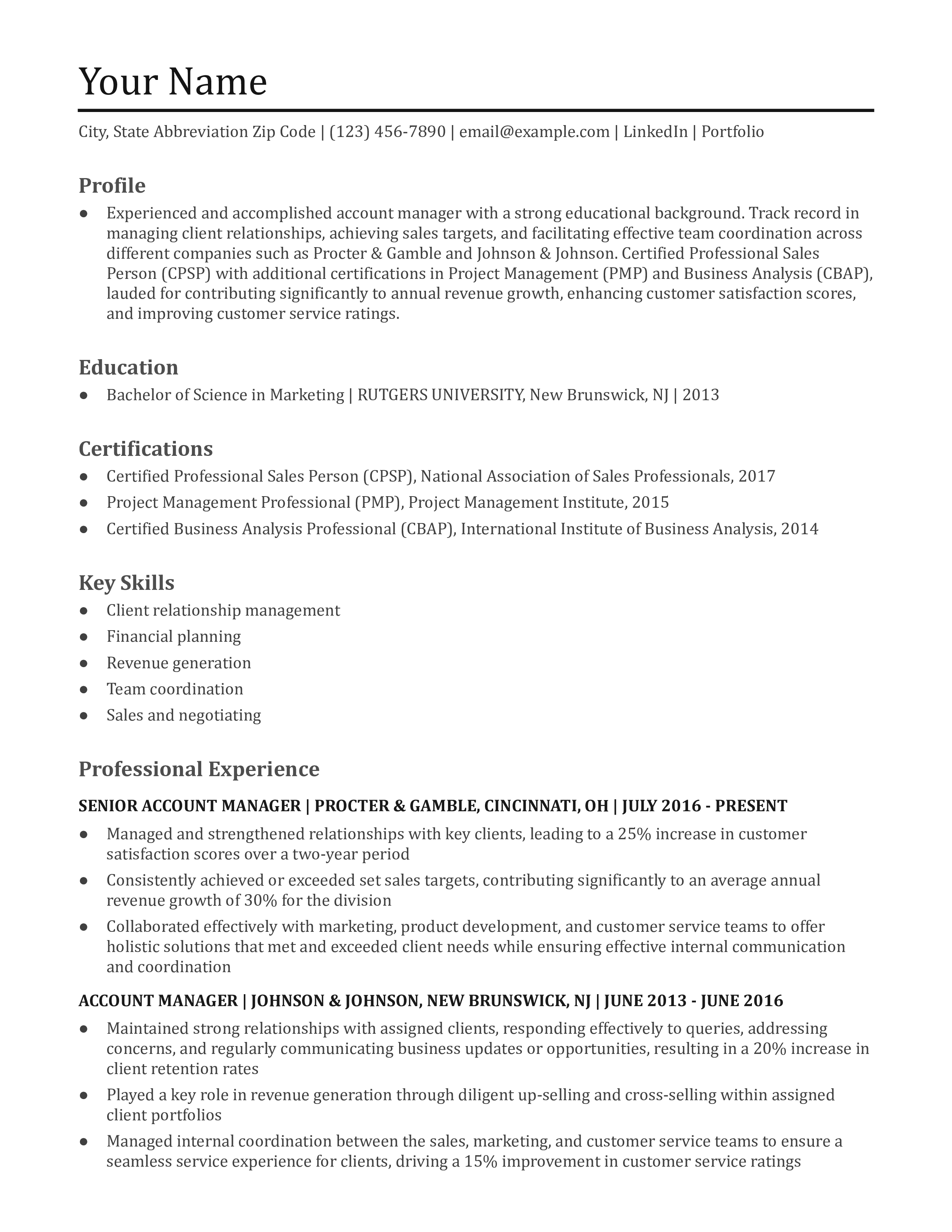 Account Manager Resume Examples and Templates for [y]