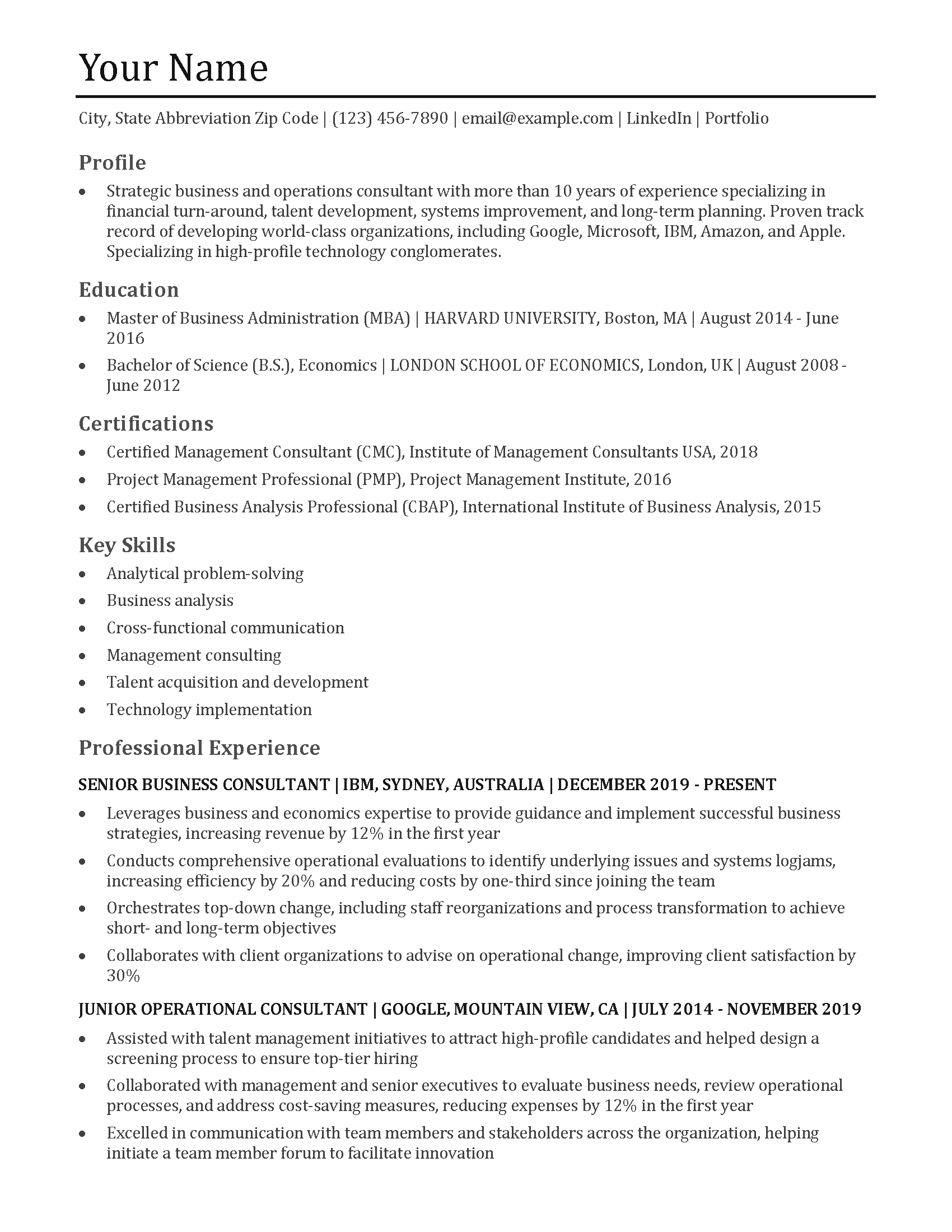 Consultant Resume Templates and Examples