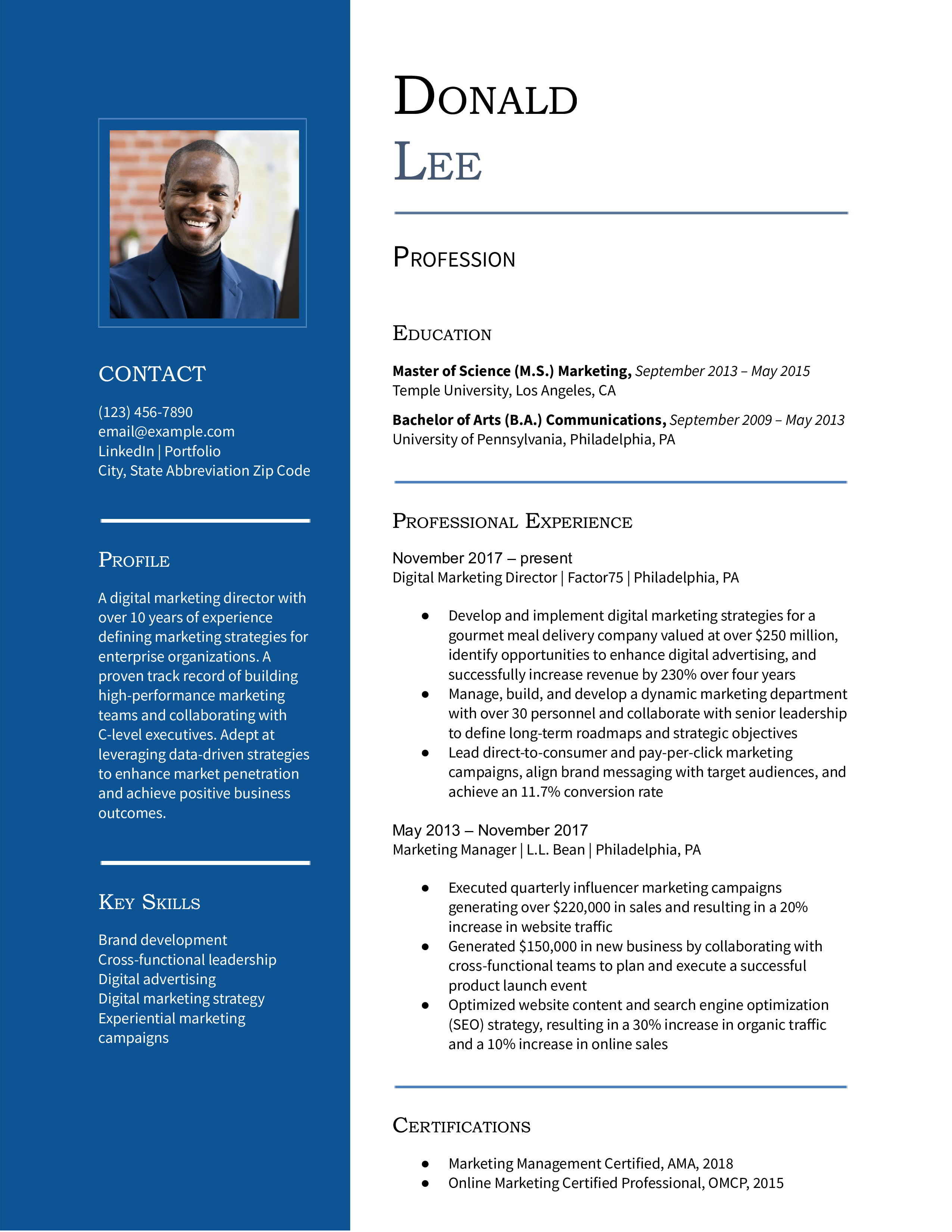 Executive Resume Examples and Templates for [y]