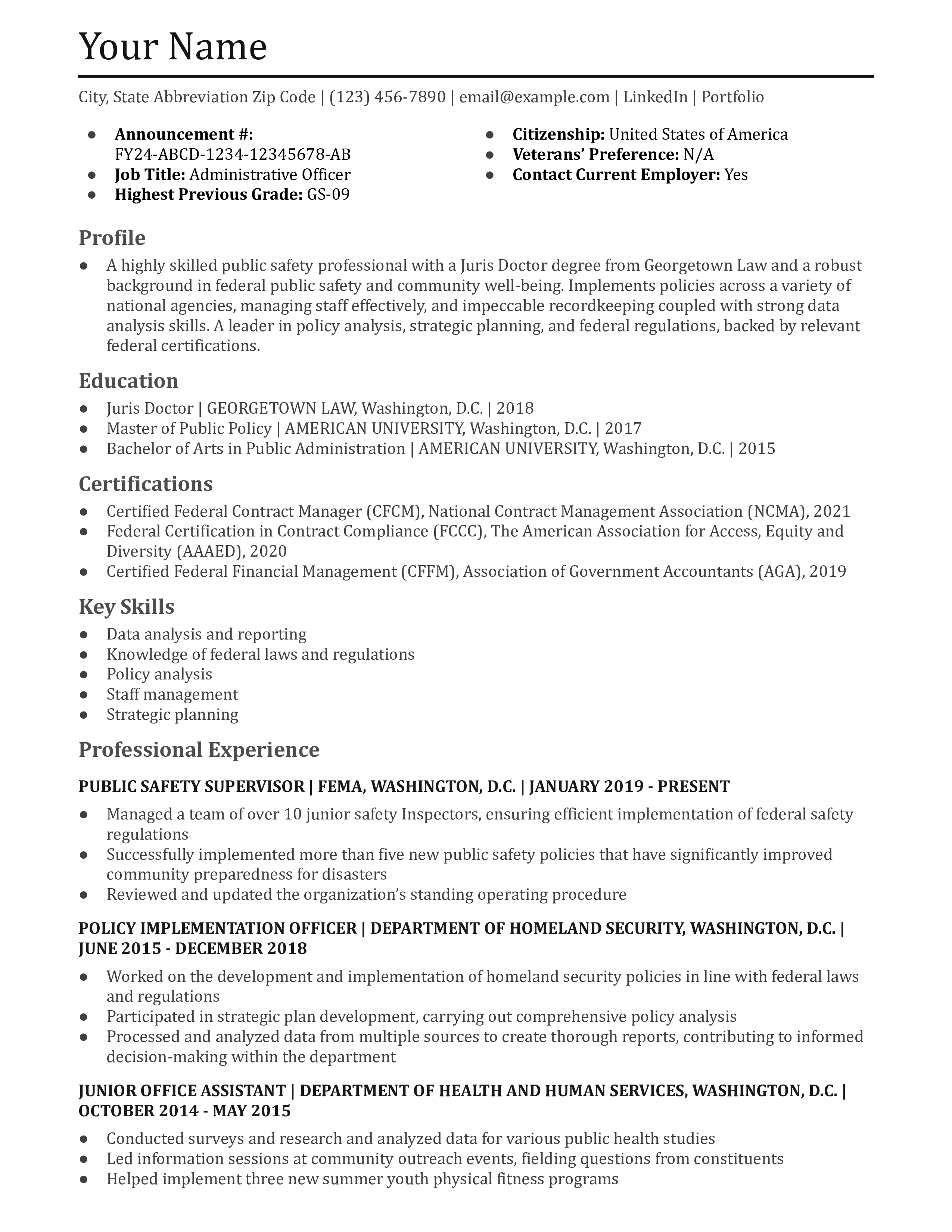 Federal Resume Examples and Templates for [y]