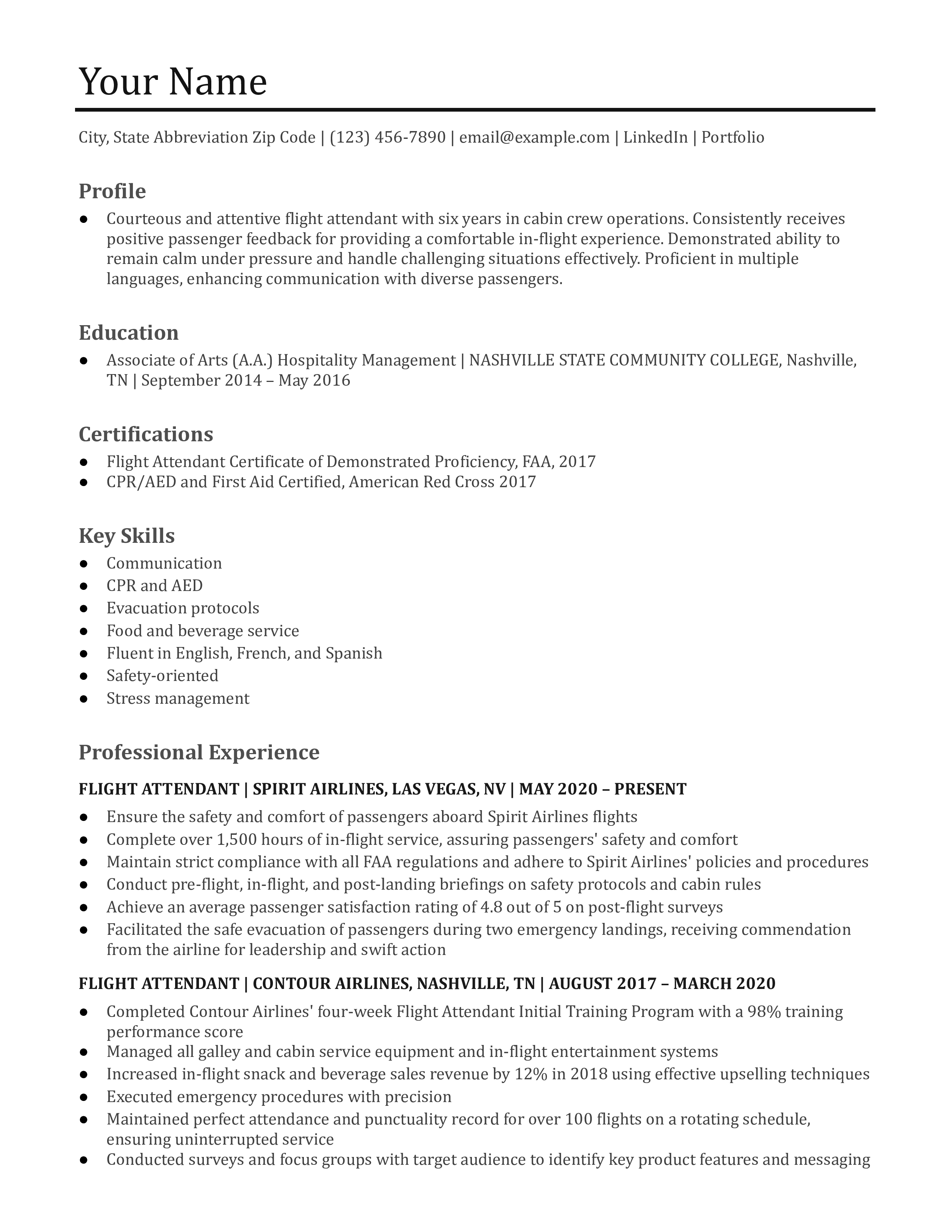 Flight Attendant Resume Templates and Examples