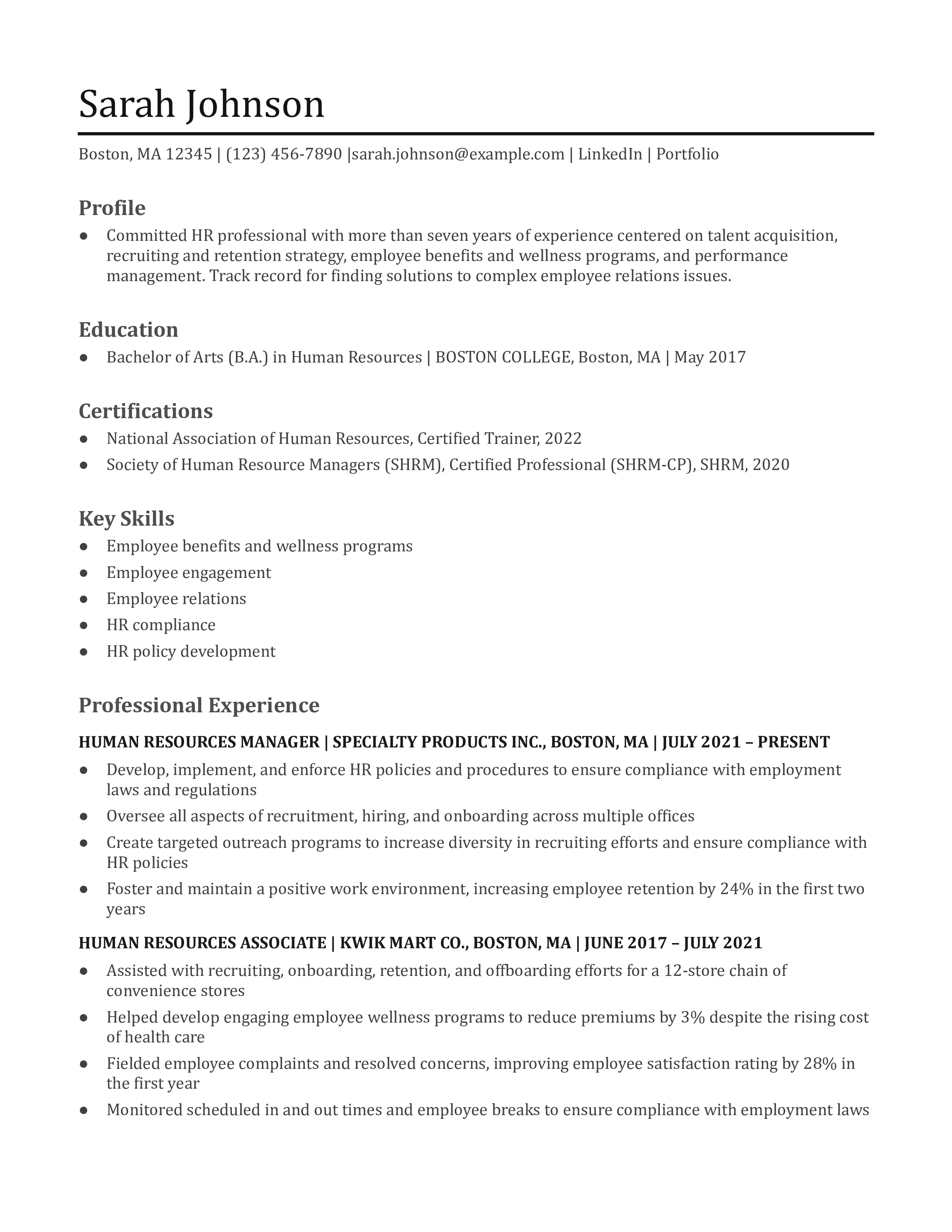 Human Resources Resume Examples and Templates for [y]