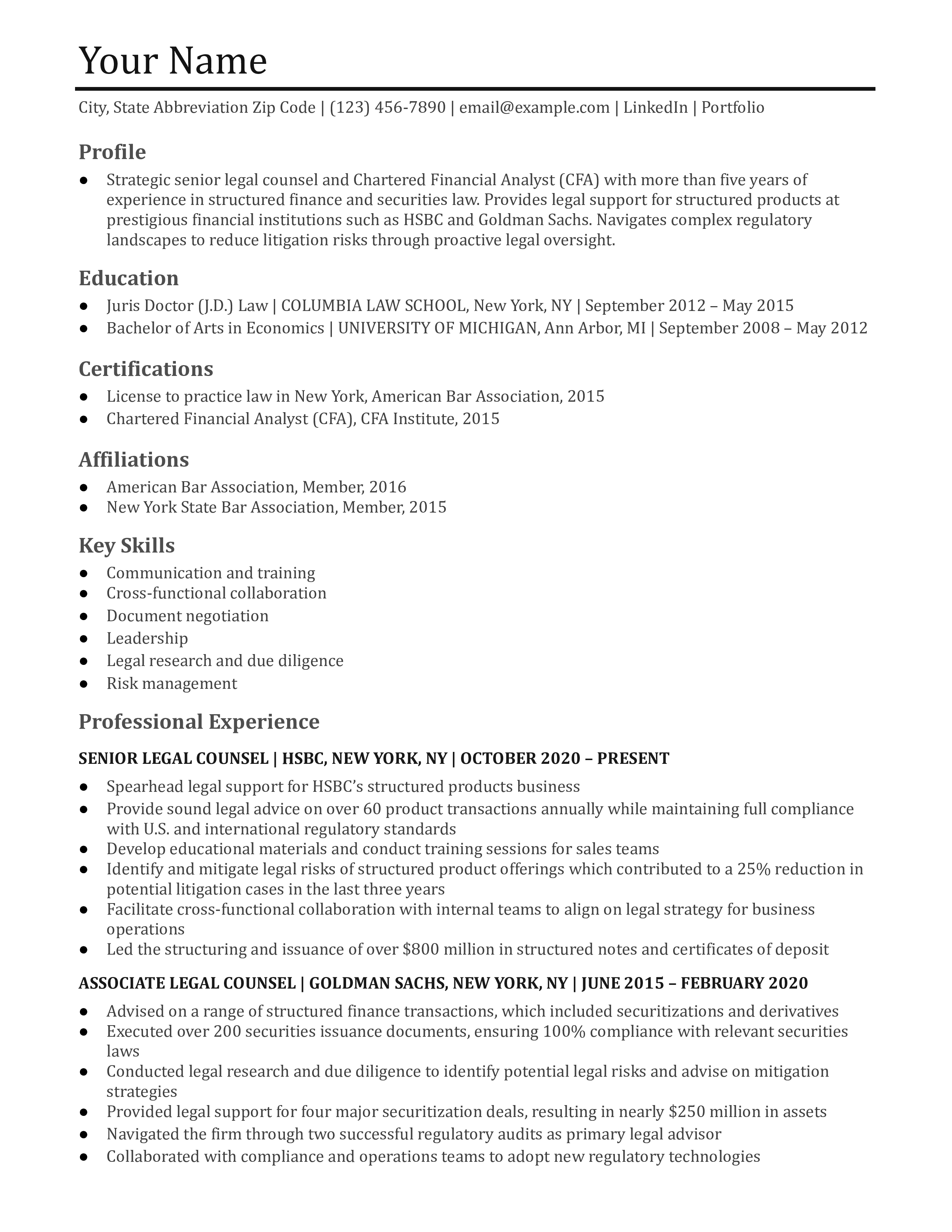 Lawyer Resume Examples and Templates for [y]