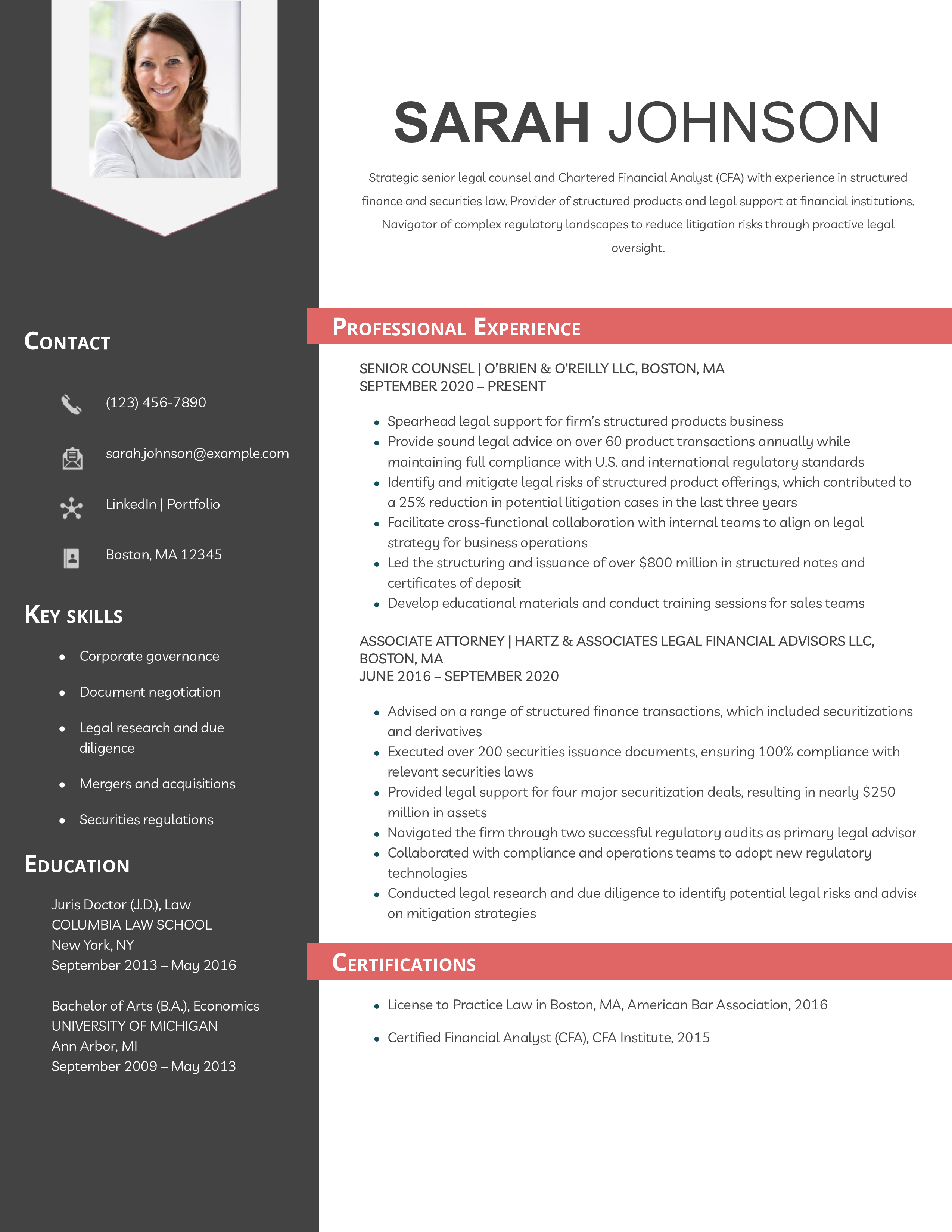 Lawyer Resume Examples and Templates for [y]