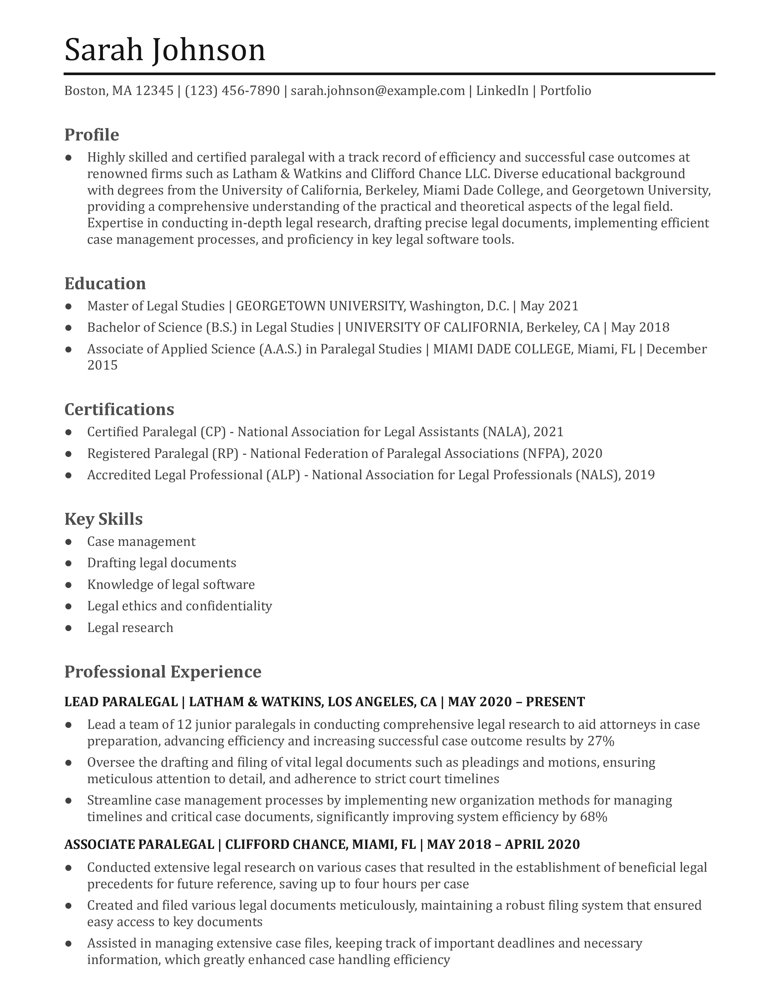 Paralegal Resume Examples and Templates for [y]