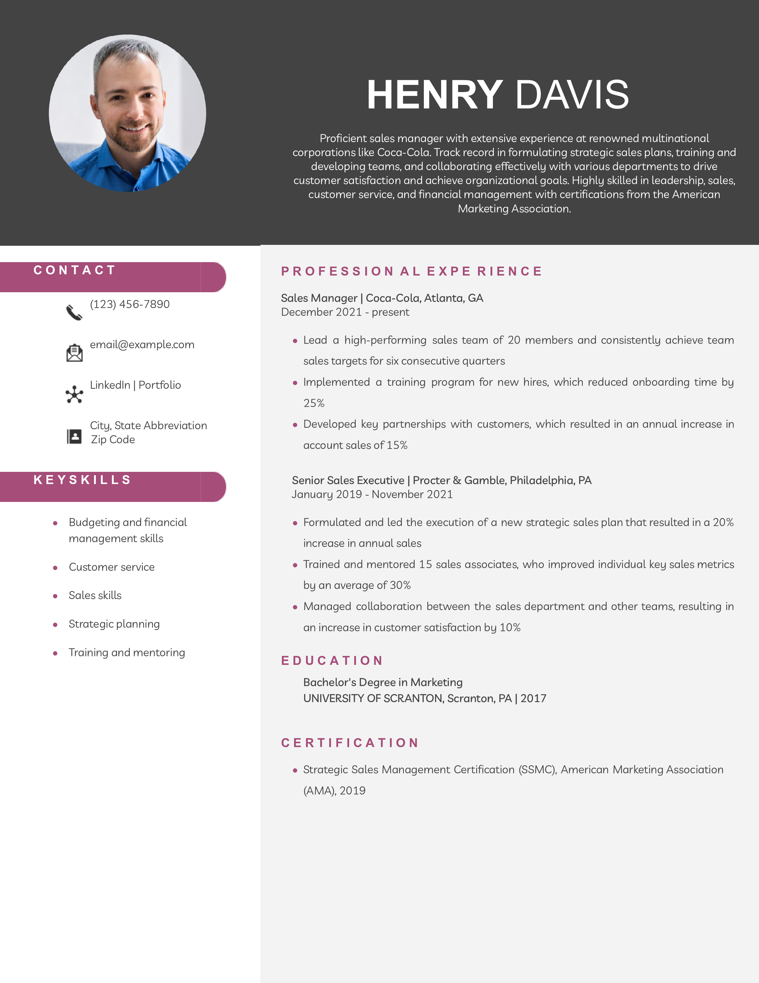 Sales Manager Resume Examples and Templates for [y]