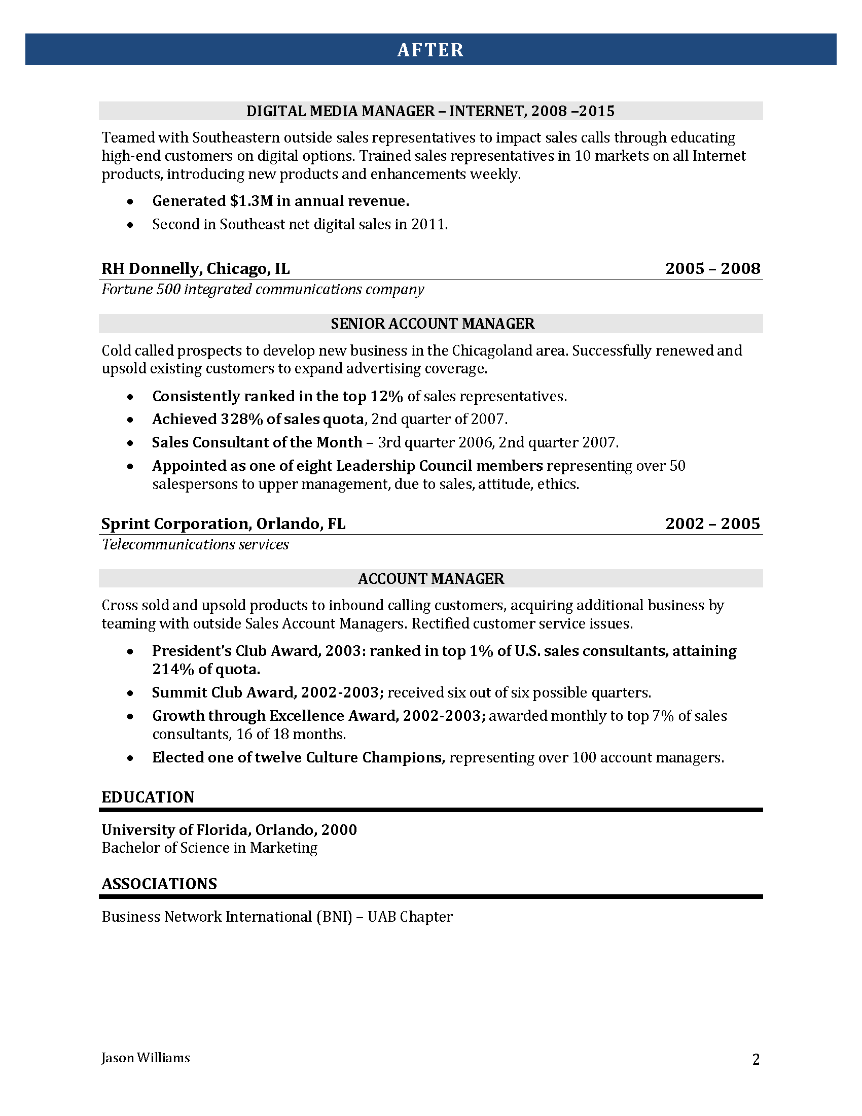 Jason Williams AFTER Resume Page 2