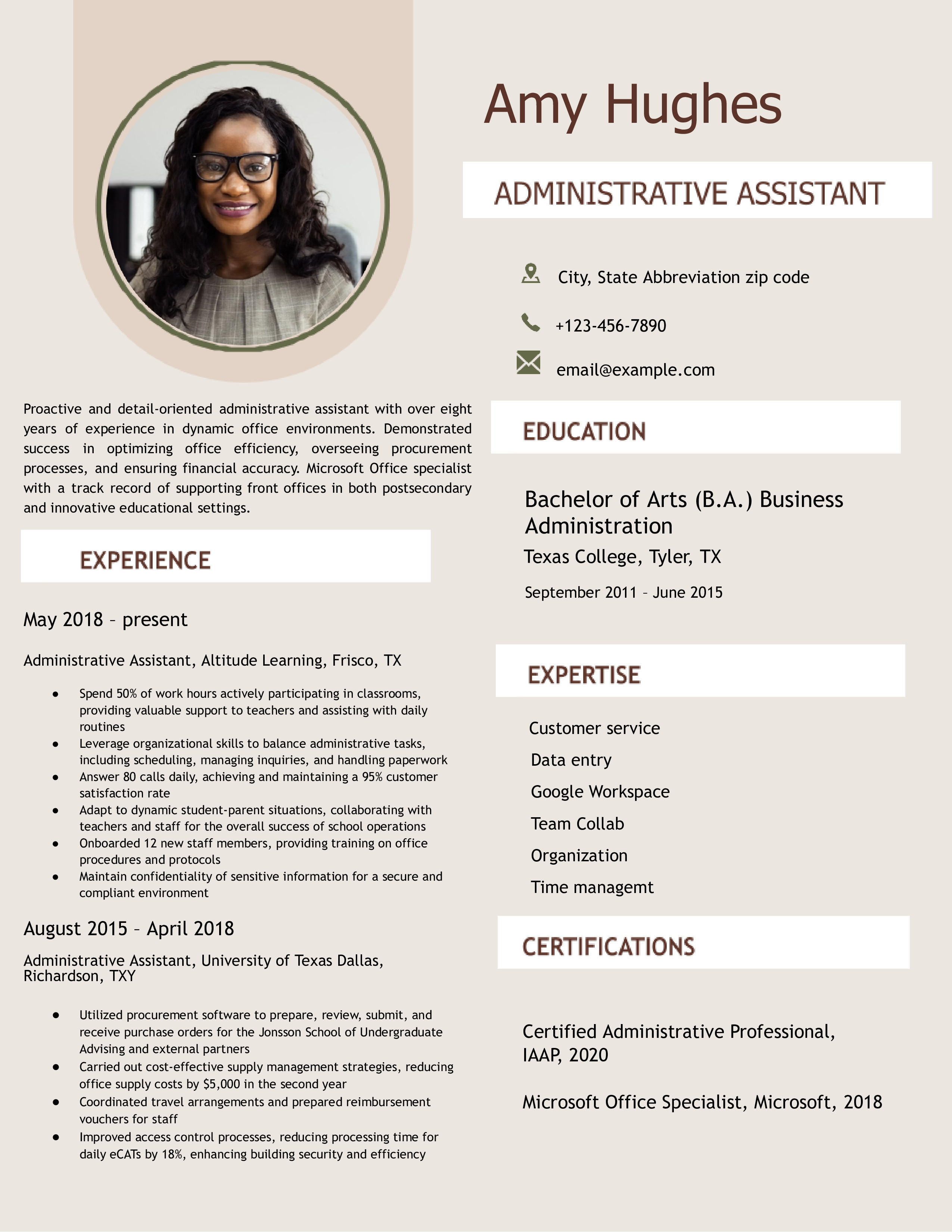 Administrative Assistant Resume Examples and Templates for [y]