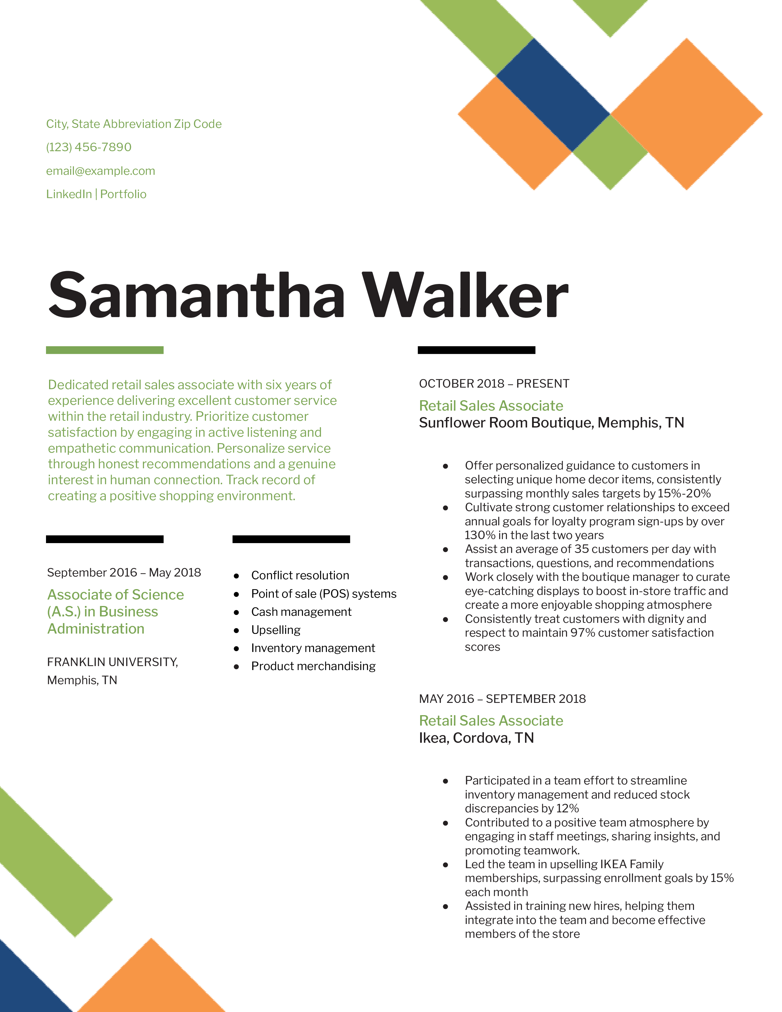 Retail Sales Associate Resume Templates and Examples