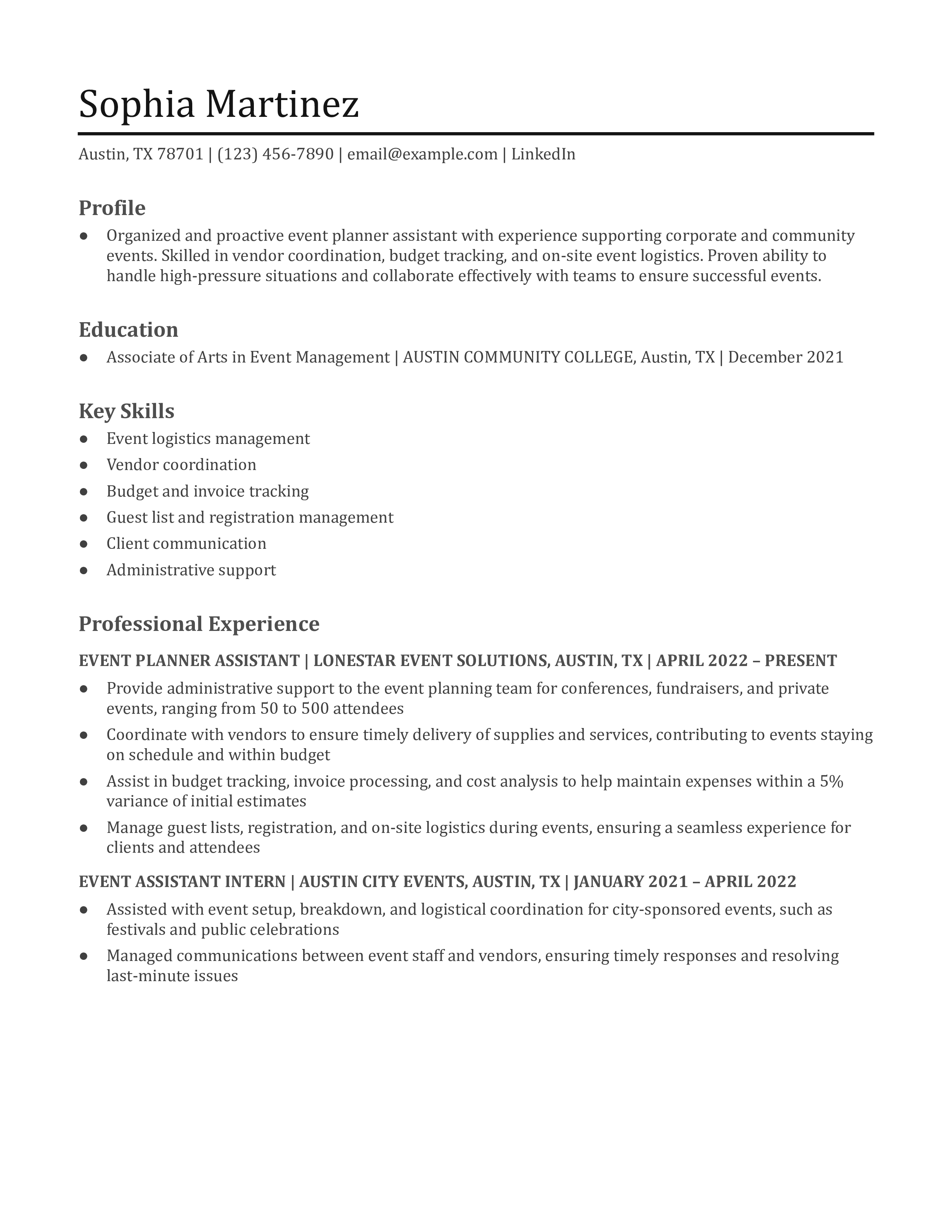 resume format for experienced marketing professional