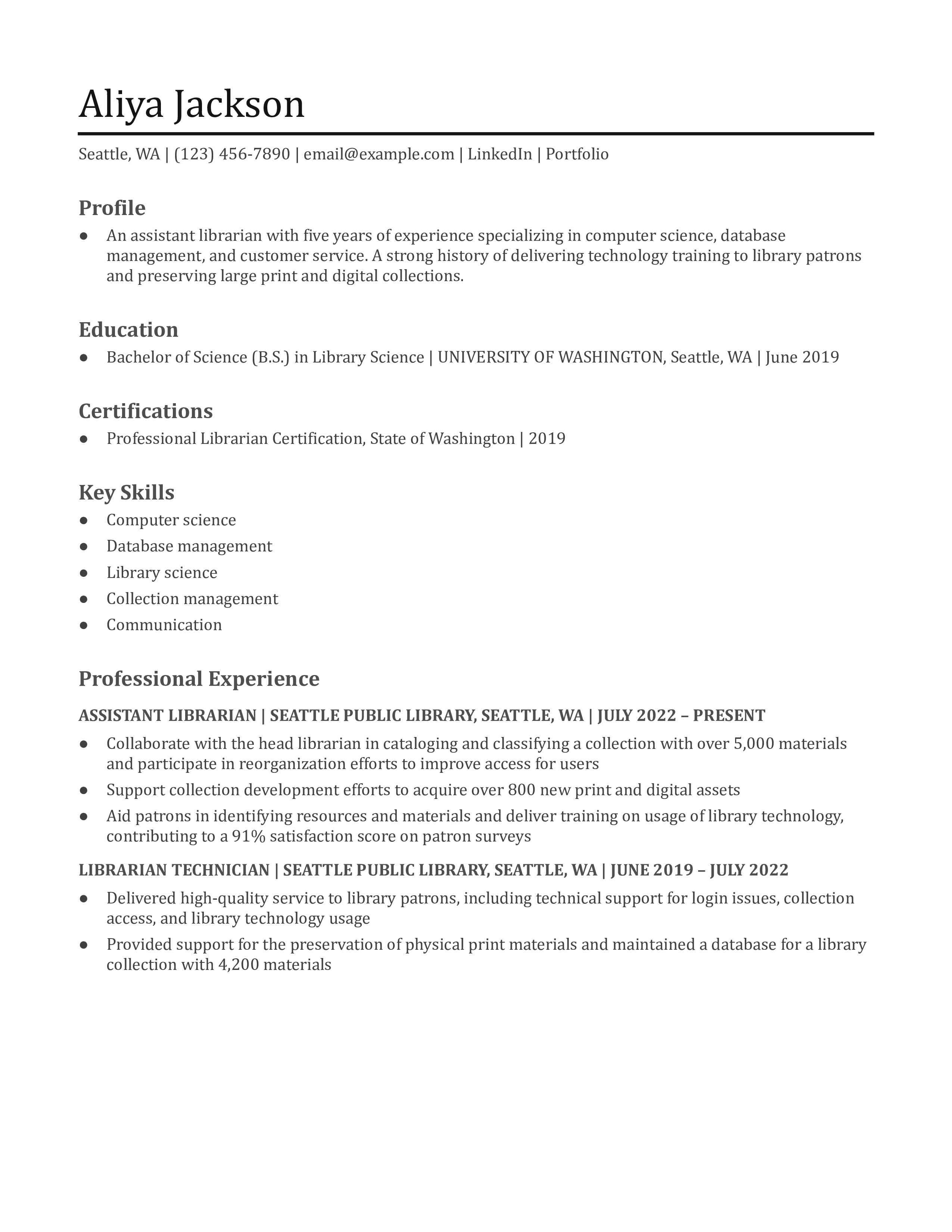 Librarian Resume Examples and Templates for 2025 - ResumeTemplates.com