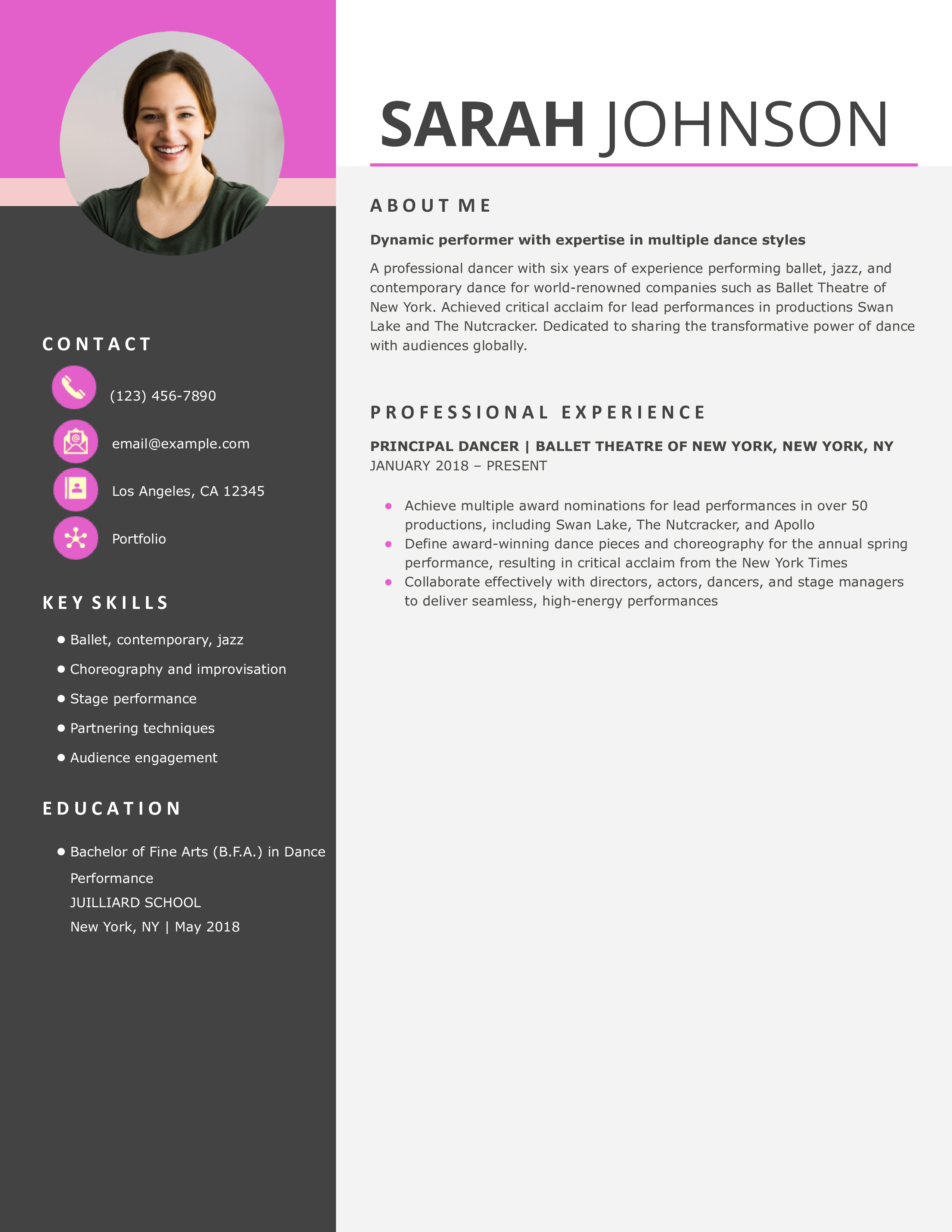 Dancer Resume Examples and Templates for 2024