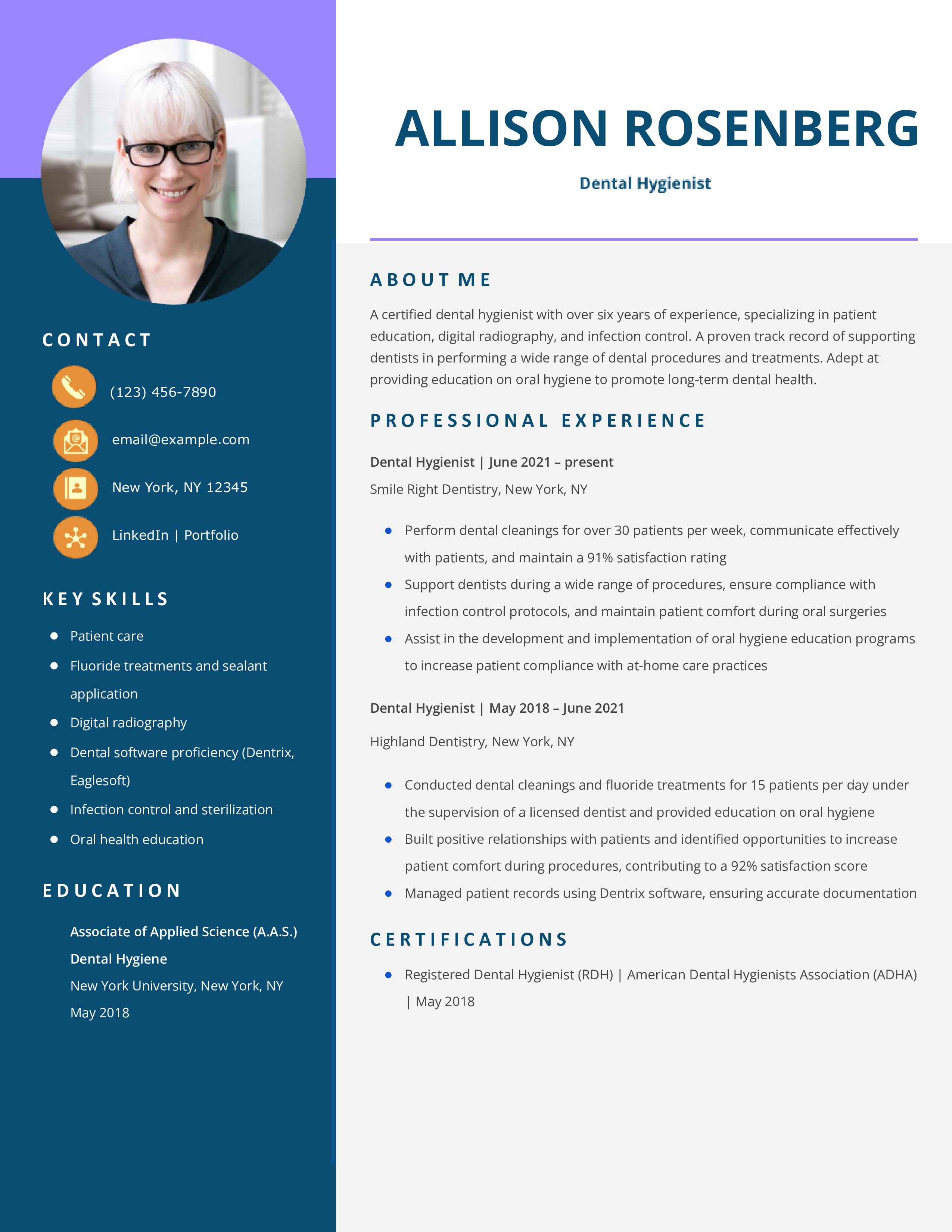 Dental Hygienist Resume Examples and Templates for 2024