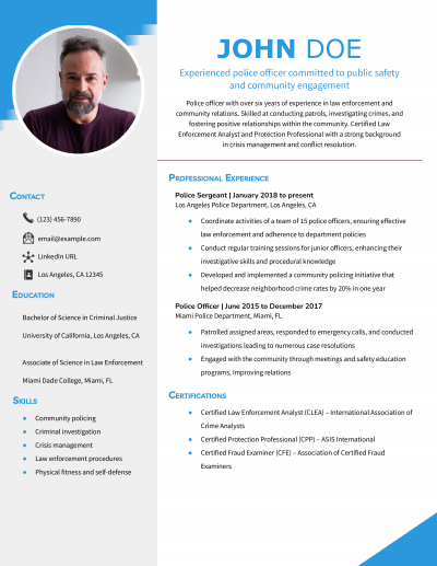 5 Best Police Officer Resume Examples and Templates for 2025