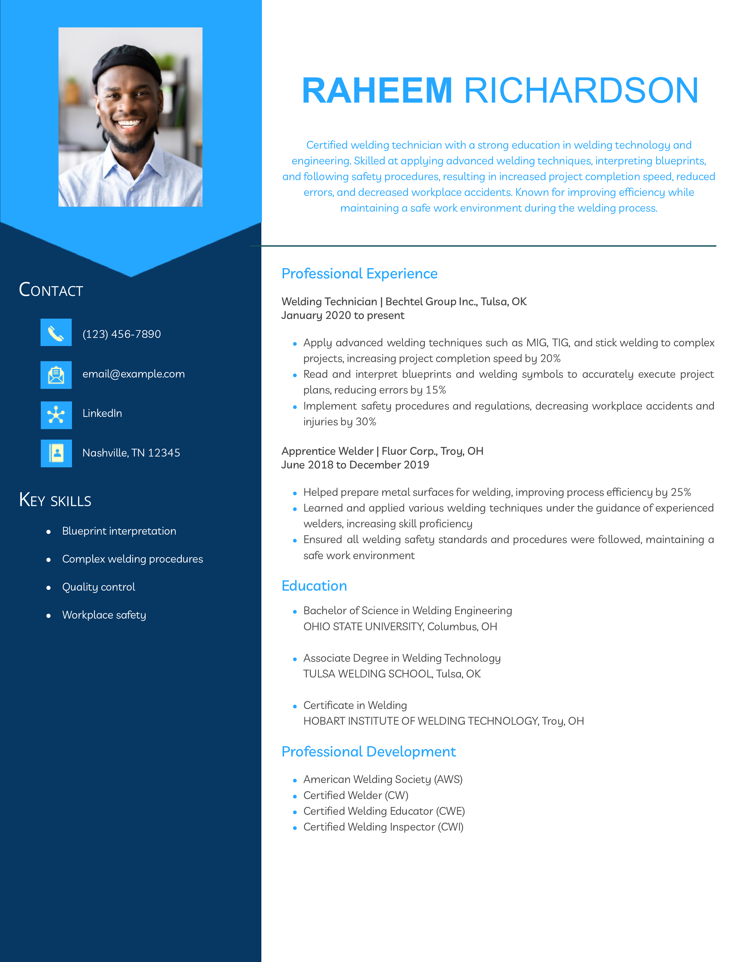 Apprentice Welder Resume Example