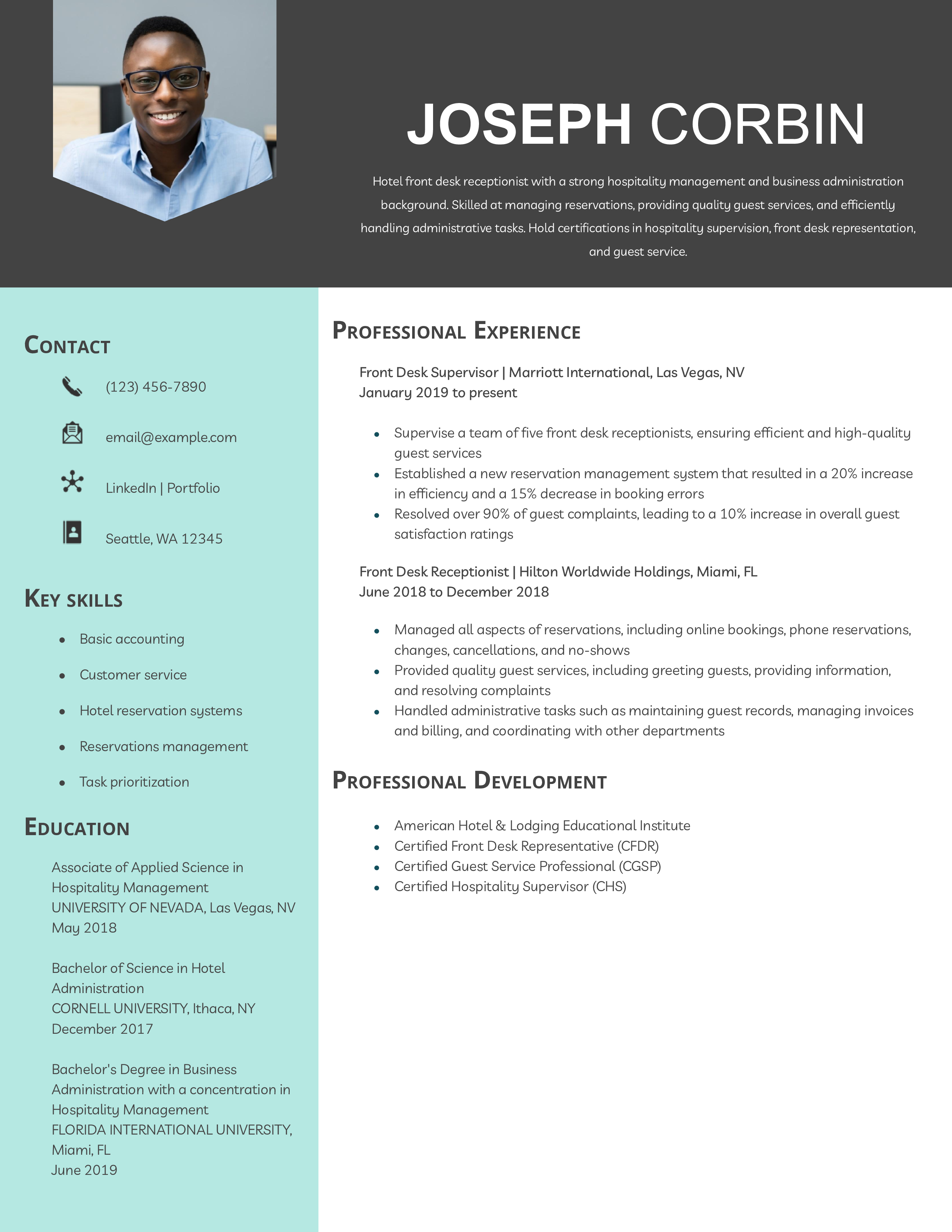 Front Desk Receptionist Resume Examples and Templates for 2024